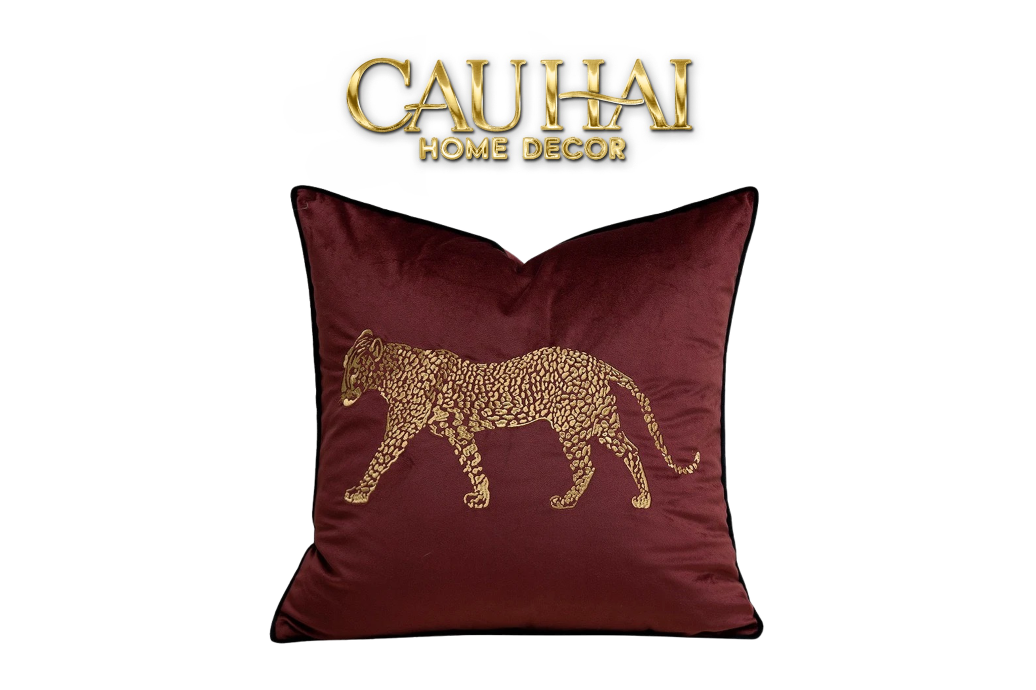 VỎ GỐI NHUNG BURGUNDY MAJESTIC LEOPARD 45