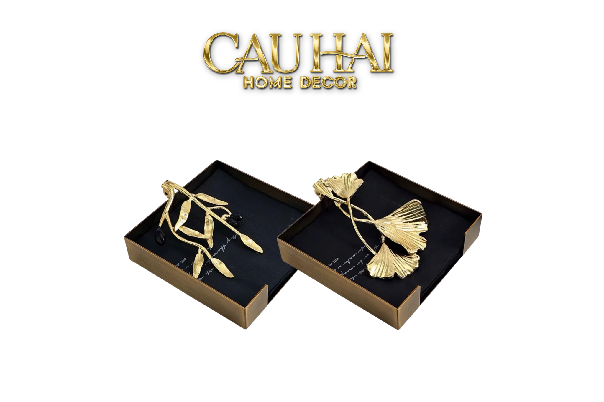 HOME COUTURE - BRASSON MISTLETOE TISSUE TRAY