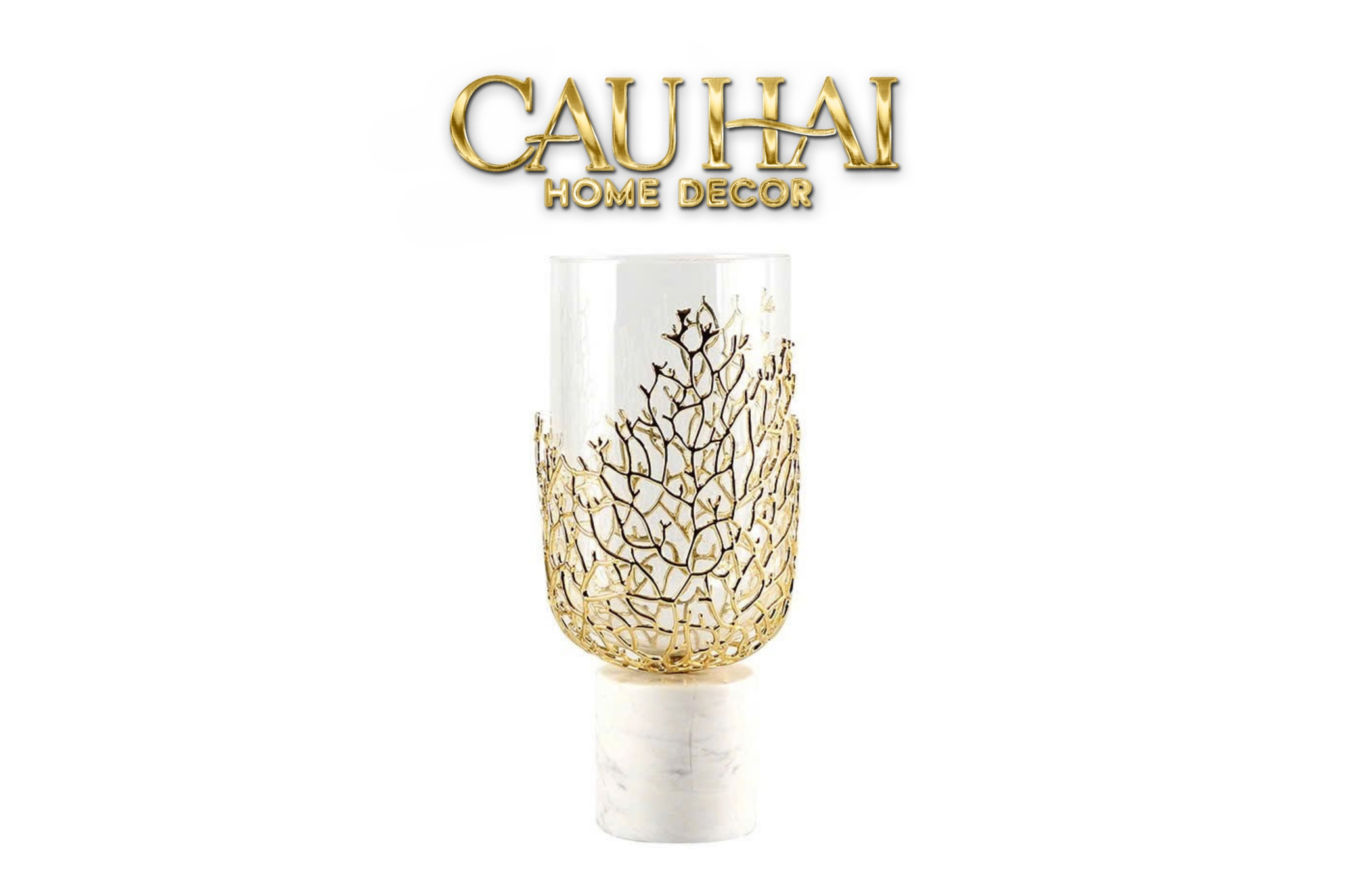 HOME COUTURE - BÌNH HOA GOBLET MARBLE CORAL H35