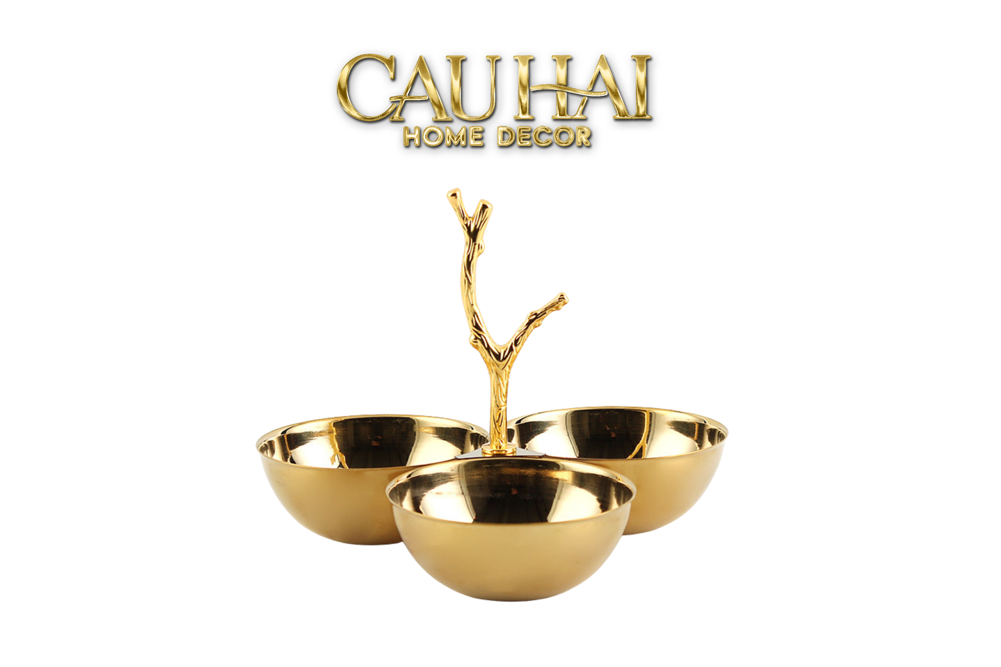 3-COMPARTMENT GILDED BRANCH TROIS ÉCLAT PLATE