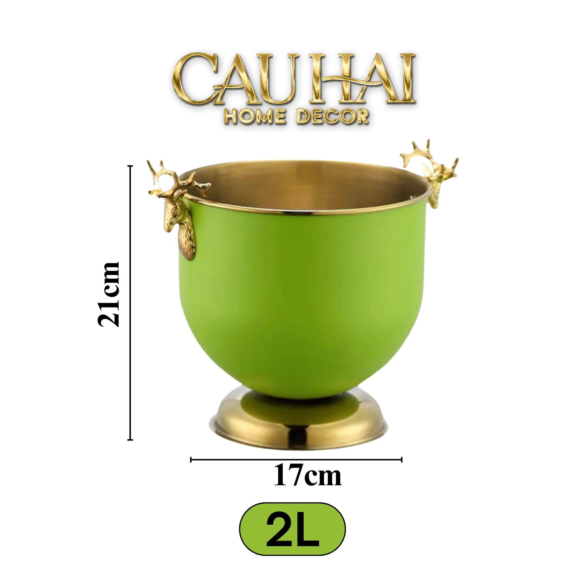 HOME COUTURE - XÔ ĐÁ AVOCADO GOLDEN ELK ICE BUCKET 2L-CẬU HAI HOME DECOR