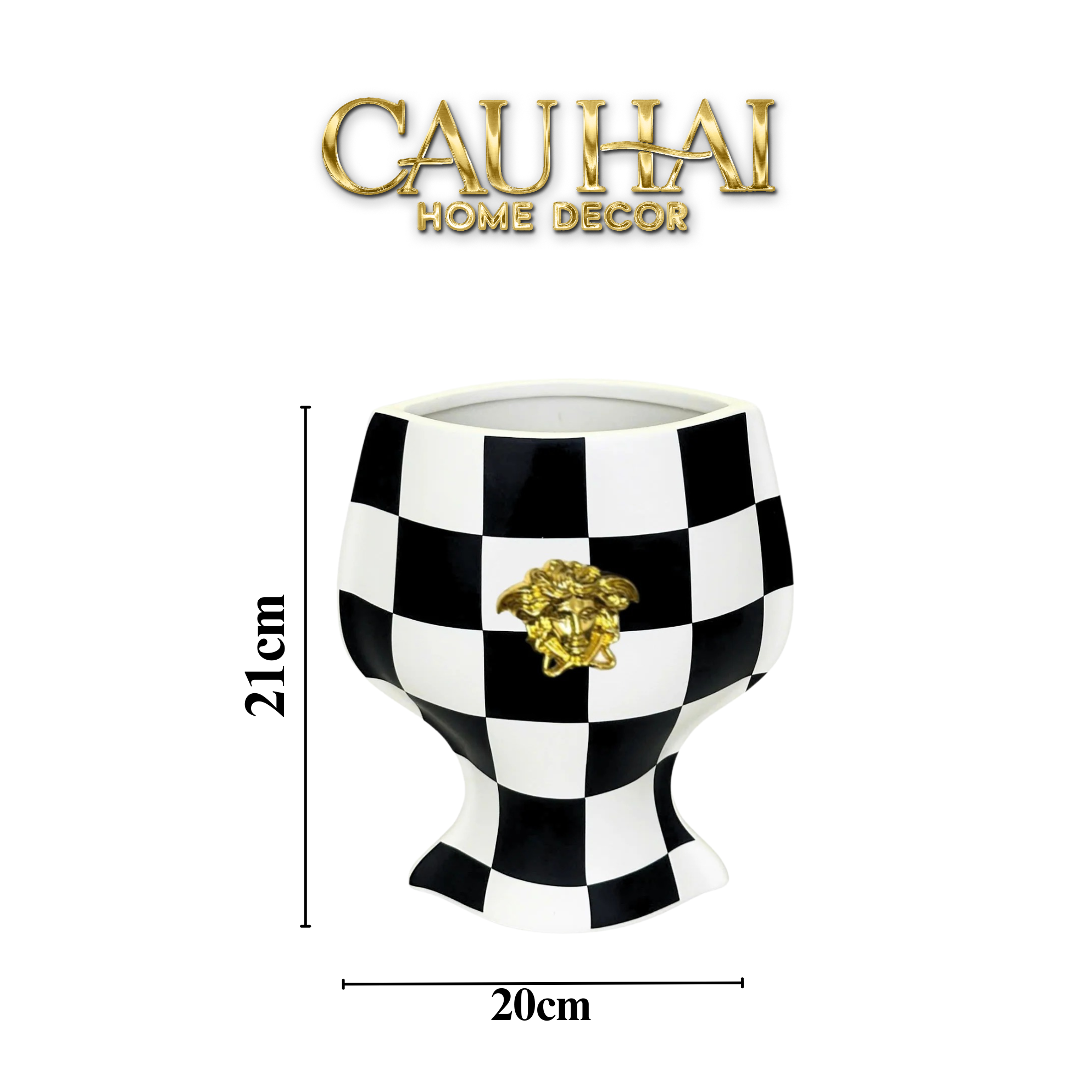 HOME COUTURE - BÌNH HOA CHECKERBOARD MEDUSA SIGNATURE H21-CẬU HAI HOME DECOR