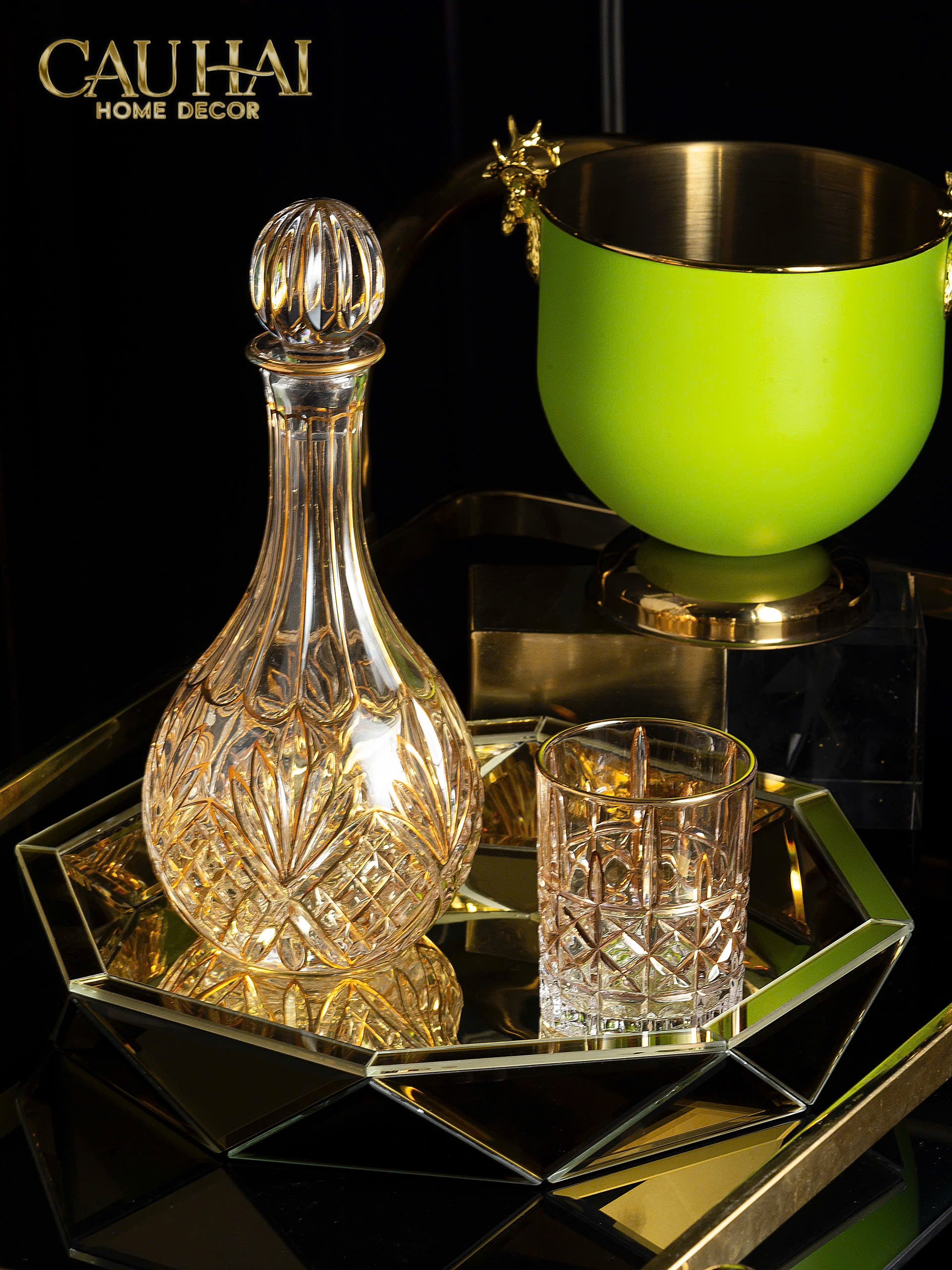 HOME COUTURE - XÔ ĐÁ AVOCADO GOLDEN ELK ICE BUCKET 2L-CẬU HAI HOME DECOR