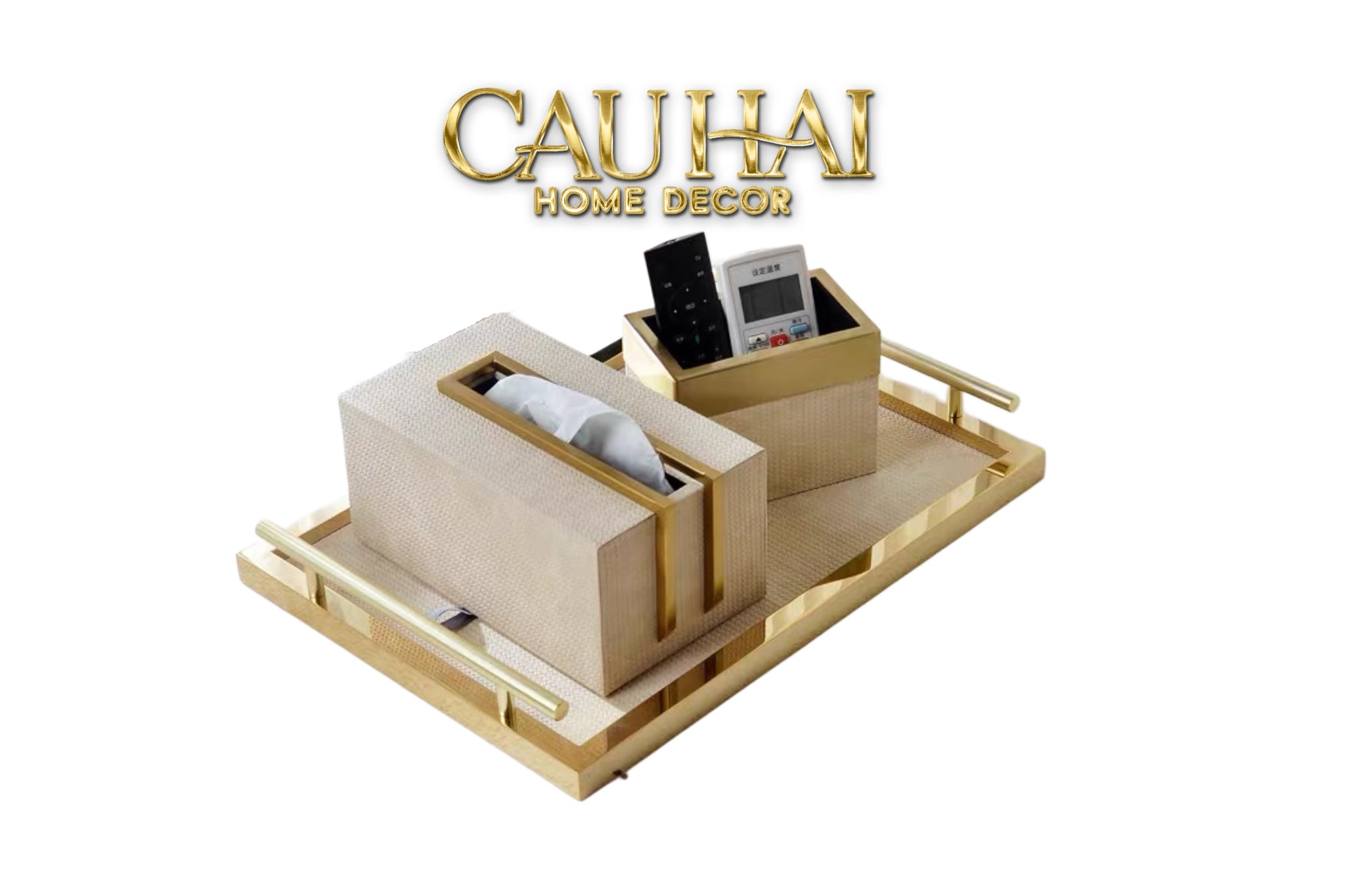 HOME COUTURE - LATTE BIRKIN PREMIUM CARDBOARD TRAY SET + LEATHER TRAY 3PCS