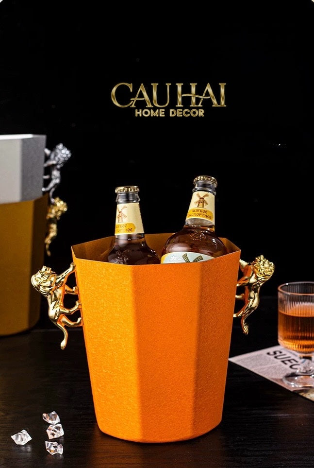 HOME COUTURE - XÔ ĐÁ CLEMENTINE GOLD LION ICE BUCKET-CẬU HAI HOME DECOR