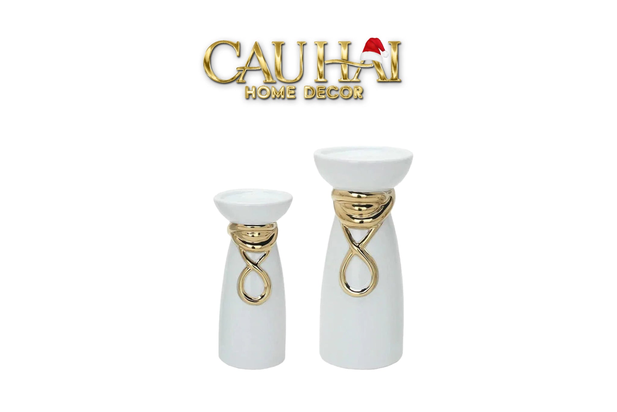 HOME COUTURE – SET 2 ĐẾ NẾN GOLDEN INFINITY LOOP CANDLE STAND