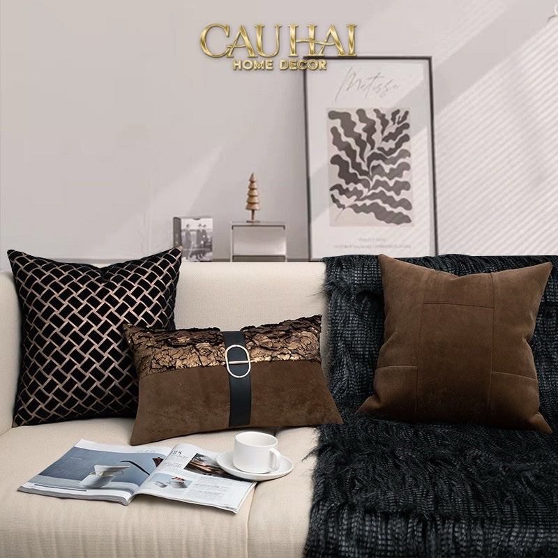 VỎ GỐI DA ATÉLIER LUX FUR ENIGMA LATTICE 45