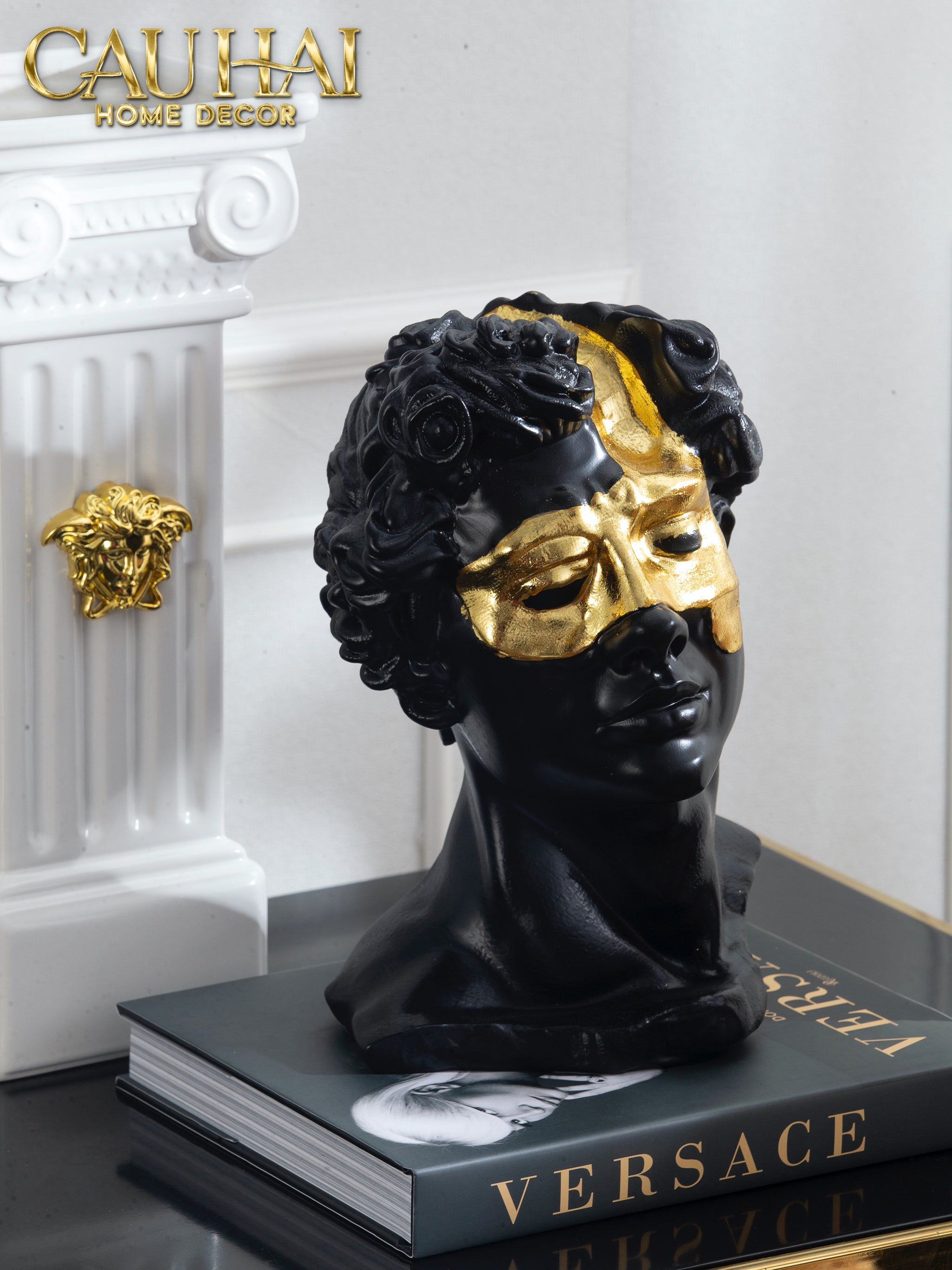 HOME COUTURE - TƯỢNG CỘT MYTHOLOGY IONIC MEDUSA COLUMN H43-CẬU HAI HOME DECOR