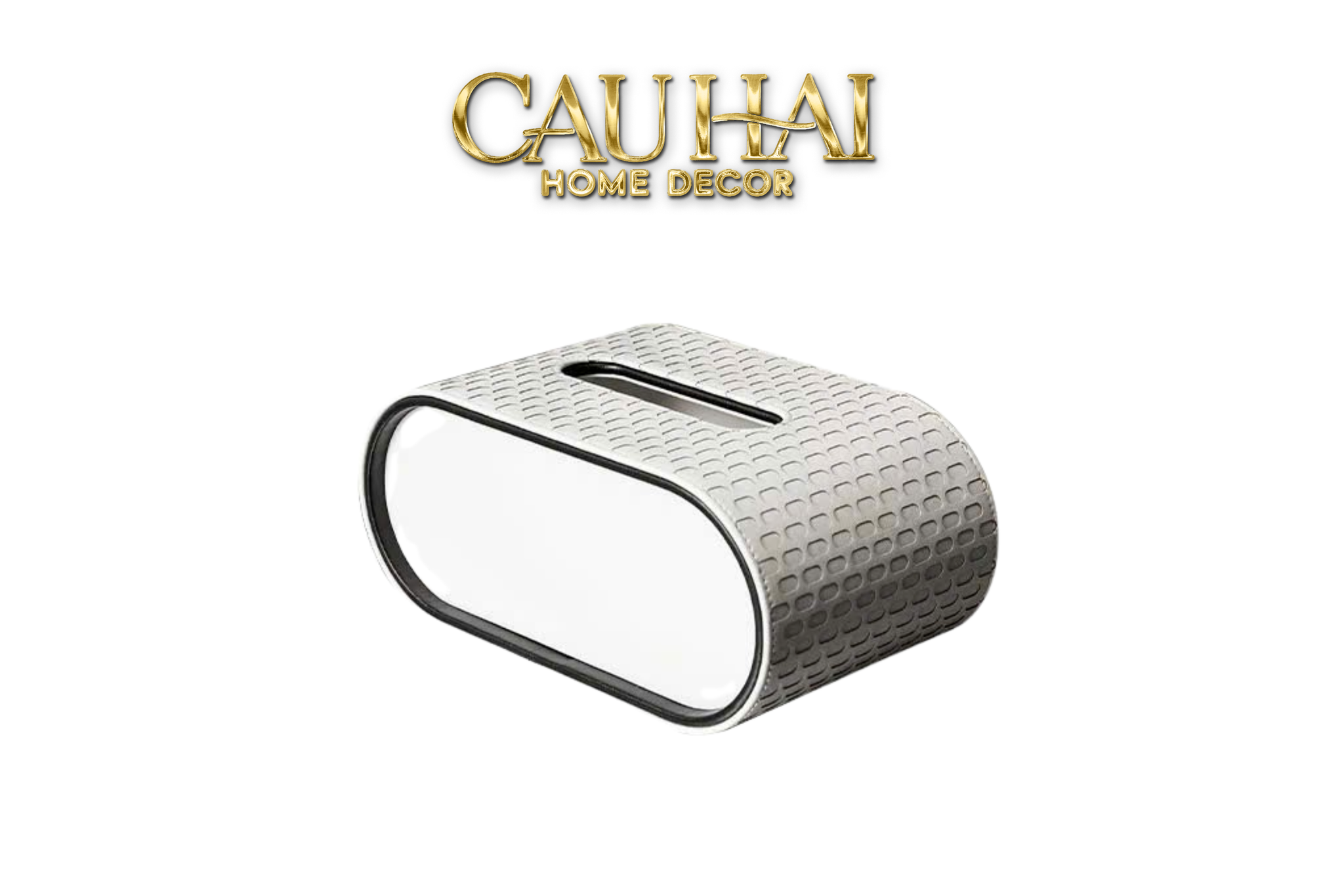 HỘP KHĂN GIẤY LUX BLANC LEATHER ORBIT OPALINE