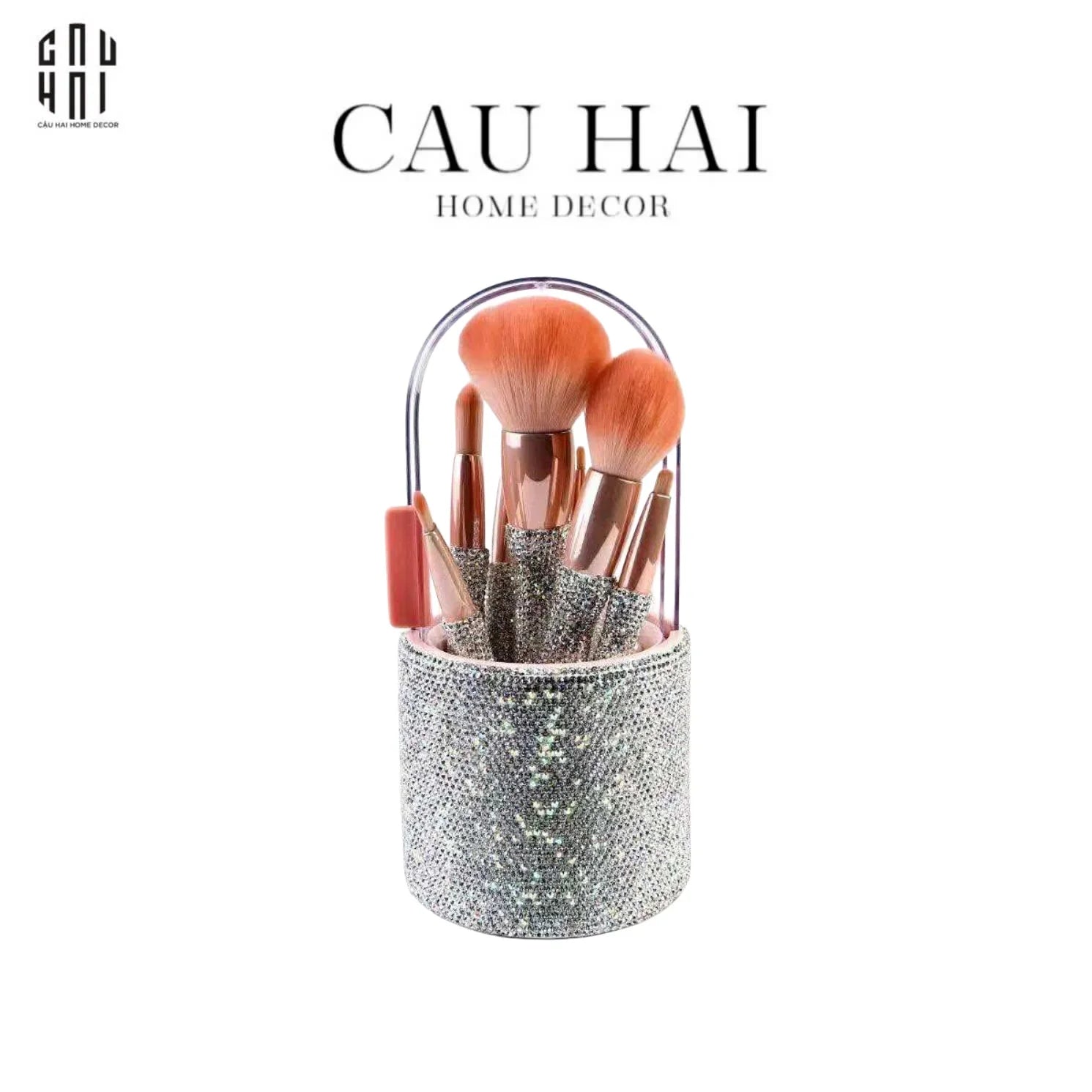 BEAUTY BOX SET 8 CỌ & BRUSH BOX MAKEUP DIAMOND BLING BLING-CẬU HAI HOME DECOR