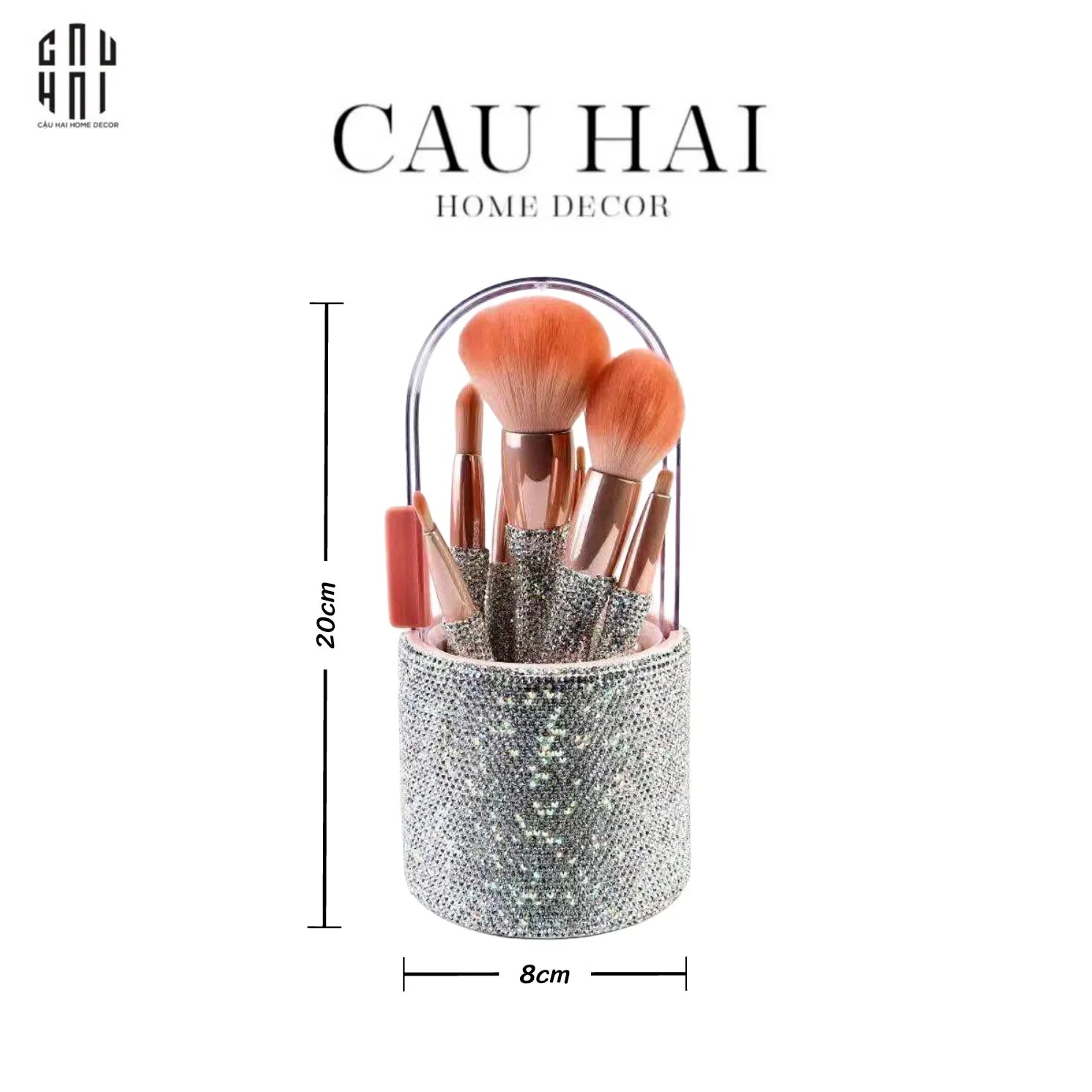 BEAUTY BOX SET 8 CỌ & BRUSH BOX MAKEUP DIAMOND BLING BLING-CẬU HAI HOME DECOR