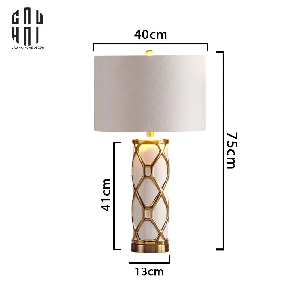 ĐÈN BÀN IRIS WHITE - IRIS WHITE SIDE TABLE LAMP-CẬU HAI HOME DECOR