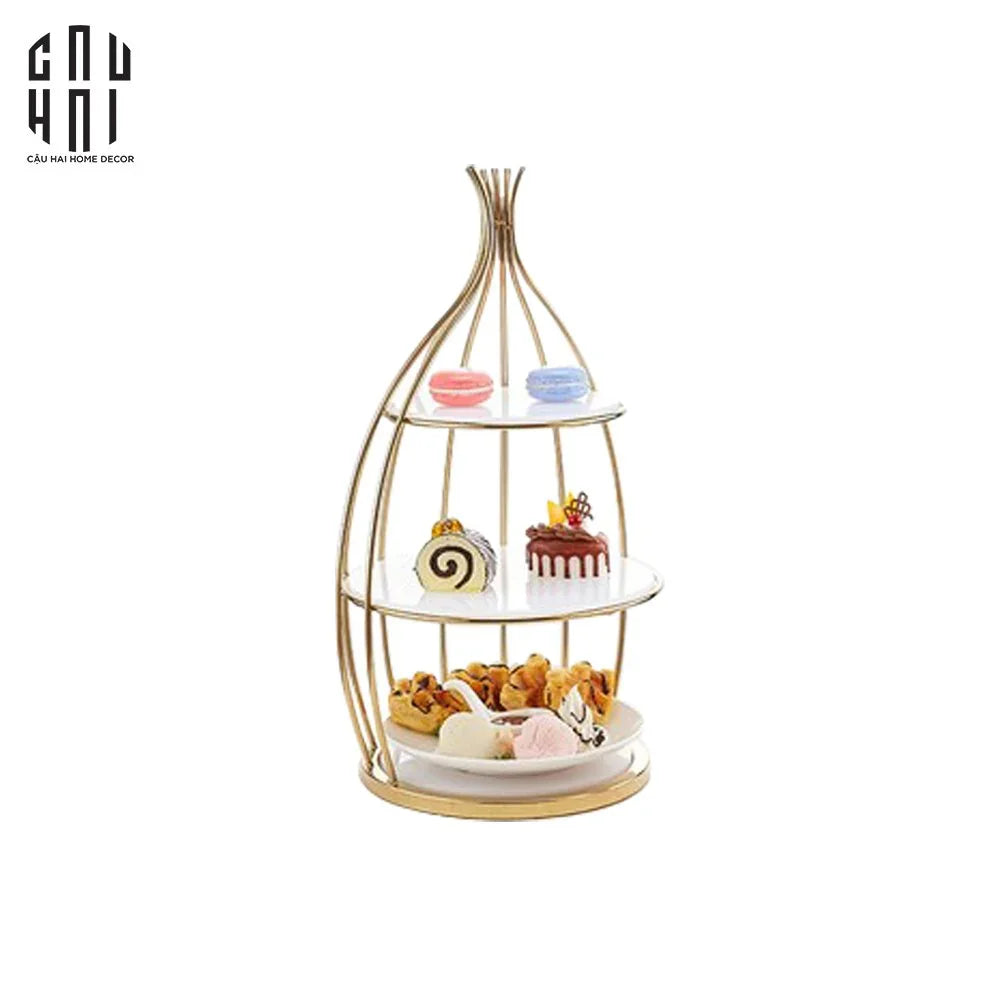 ĐĨA BÁNH 3 TẦNG GOLDEN CAGE-CẬU HAI HOME DECOR