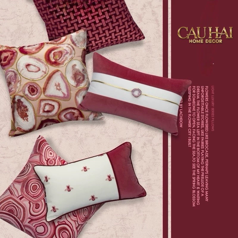 VỎ GỐI DA LEATHER PINKBEE L’ABEILLE ROUGE 45