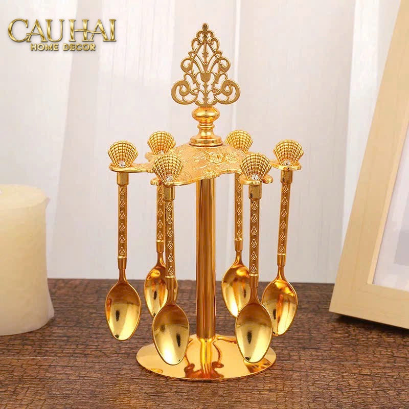 GOLD COFFEE SPOON BABYLON SET 6PCS