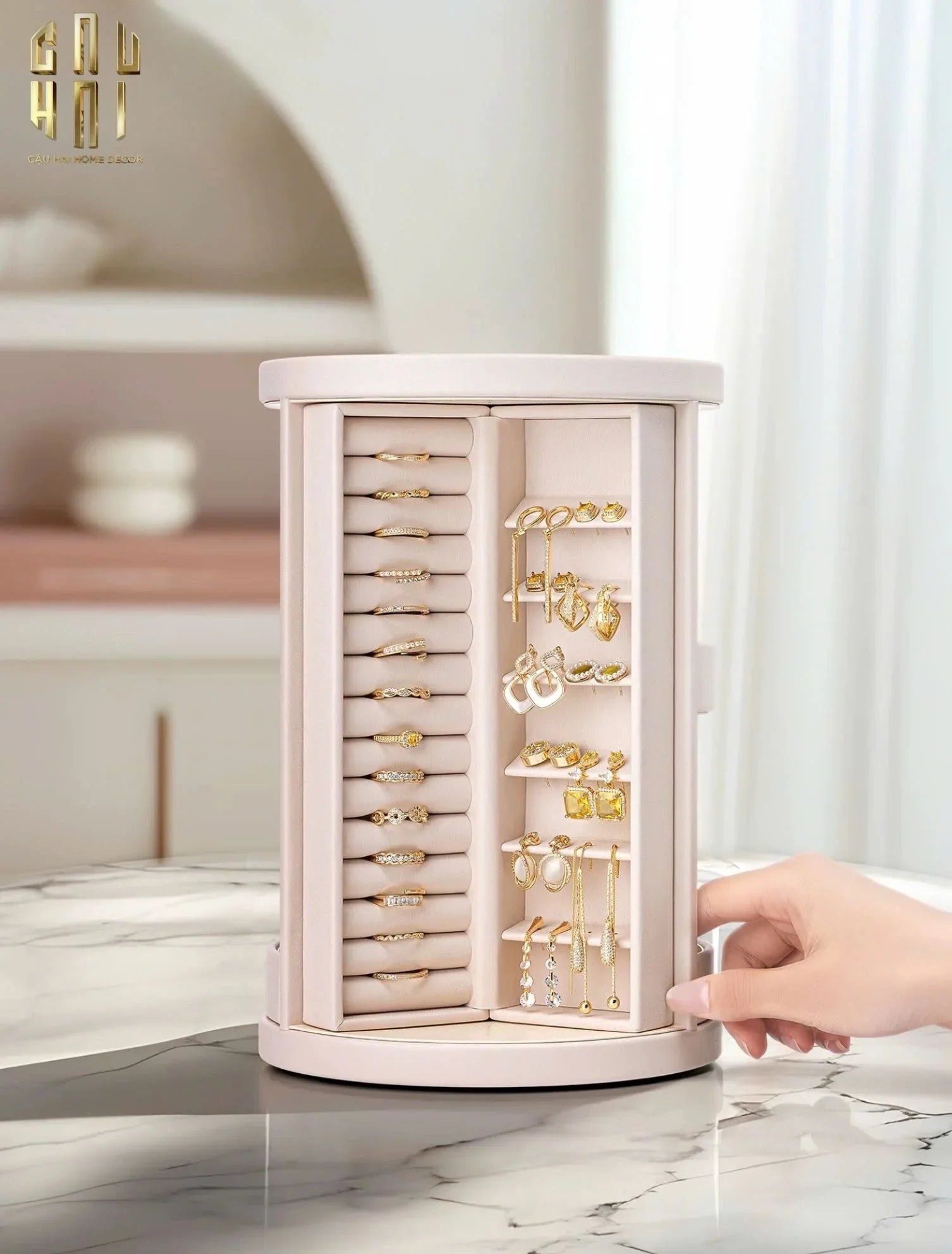 HAUTE FOLIE - KỆ TRANG SỨC DA XOAY 360 - JEWELRY CLOSET