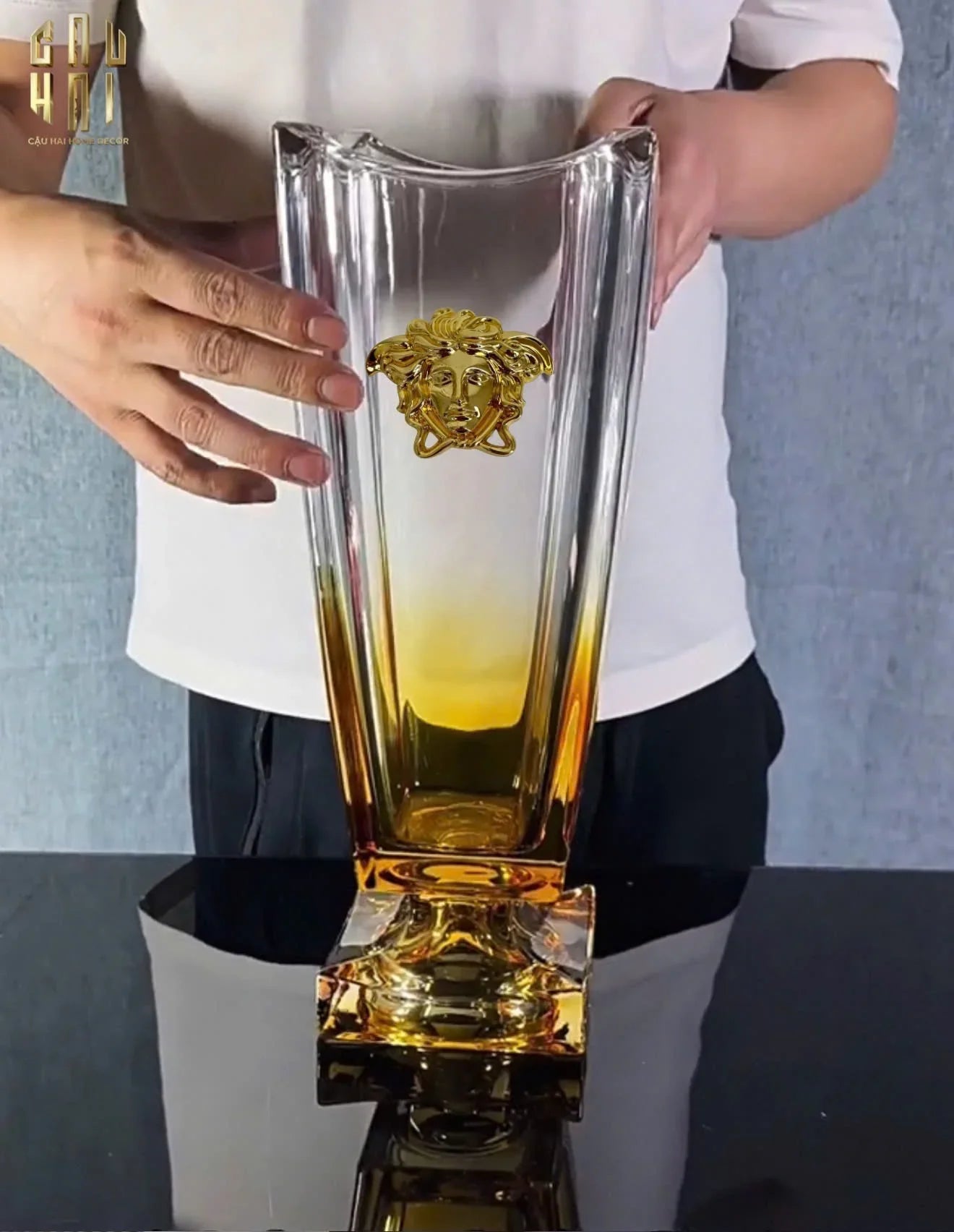 HOME COUTURE - BÌNH HOA CRYSTAL CHAMPAGE MEDUSA H36
