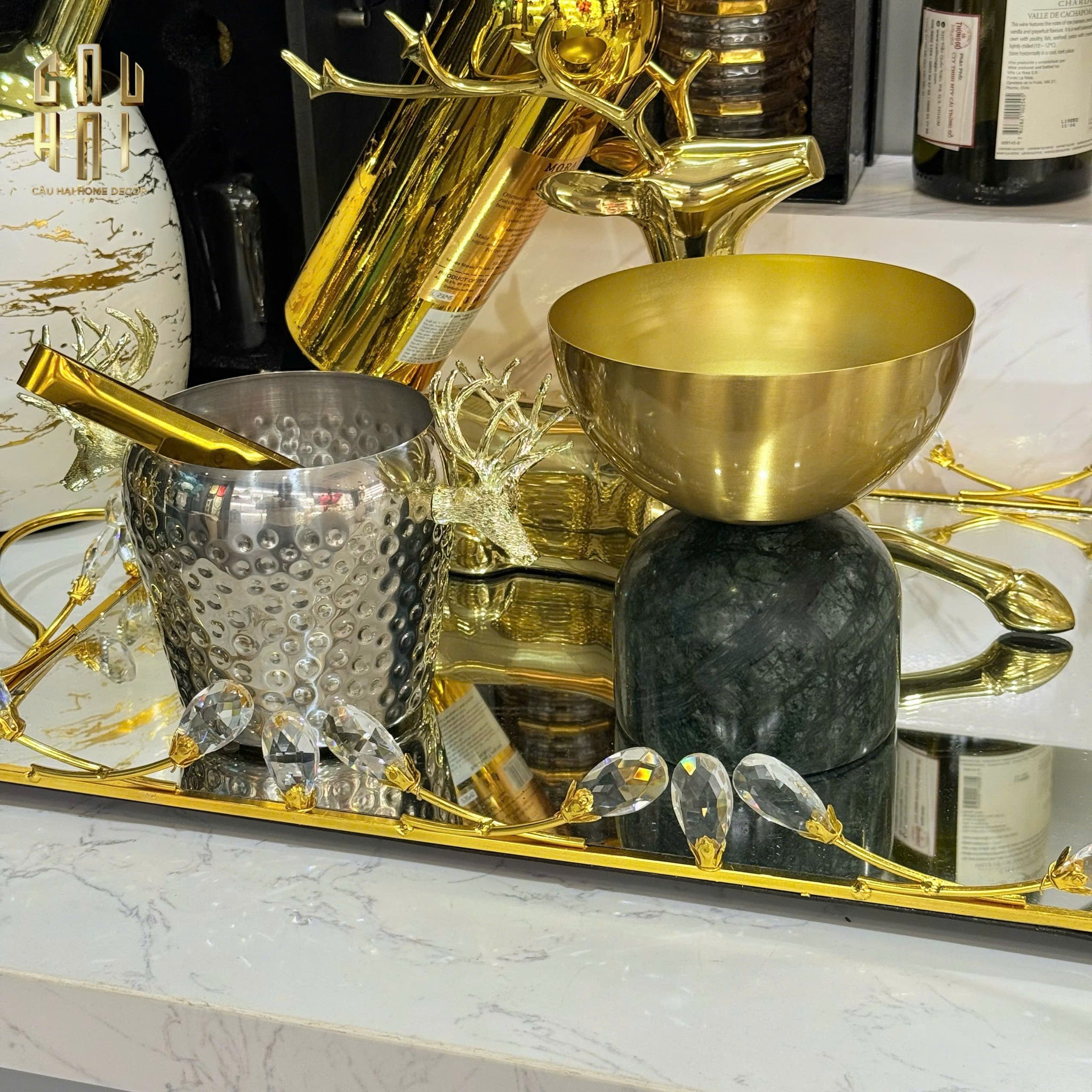 HOME COUTURE - BRASSON PLATINUM ICE BUCKET - GODDESS ELK SS25 - CẬU HAI HOME DECOR