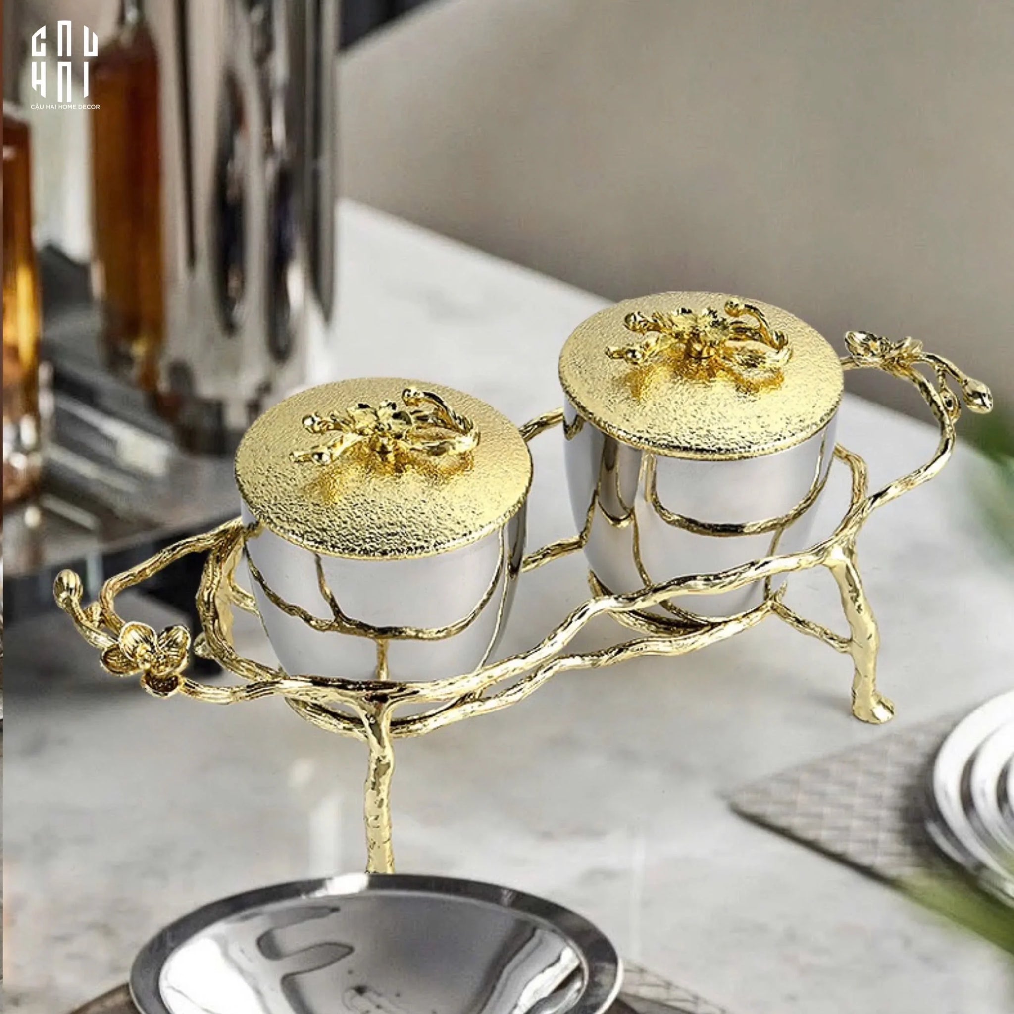 HOME COUTURE - BRASSON PLATINUM JAR.- LES FLEURS D'OR SS25-CẬU HAI HOME DECOR