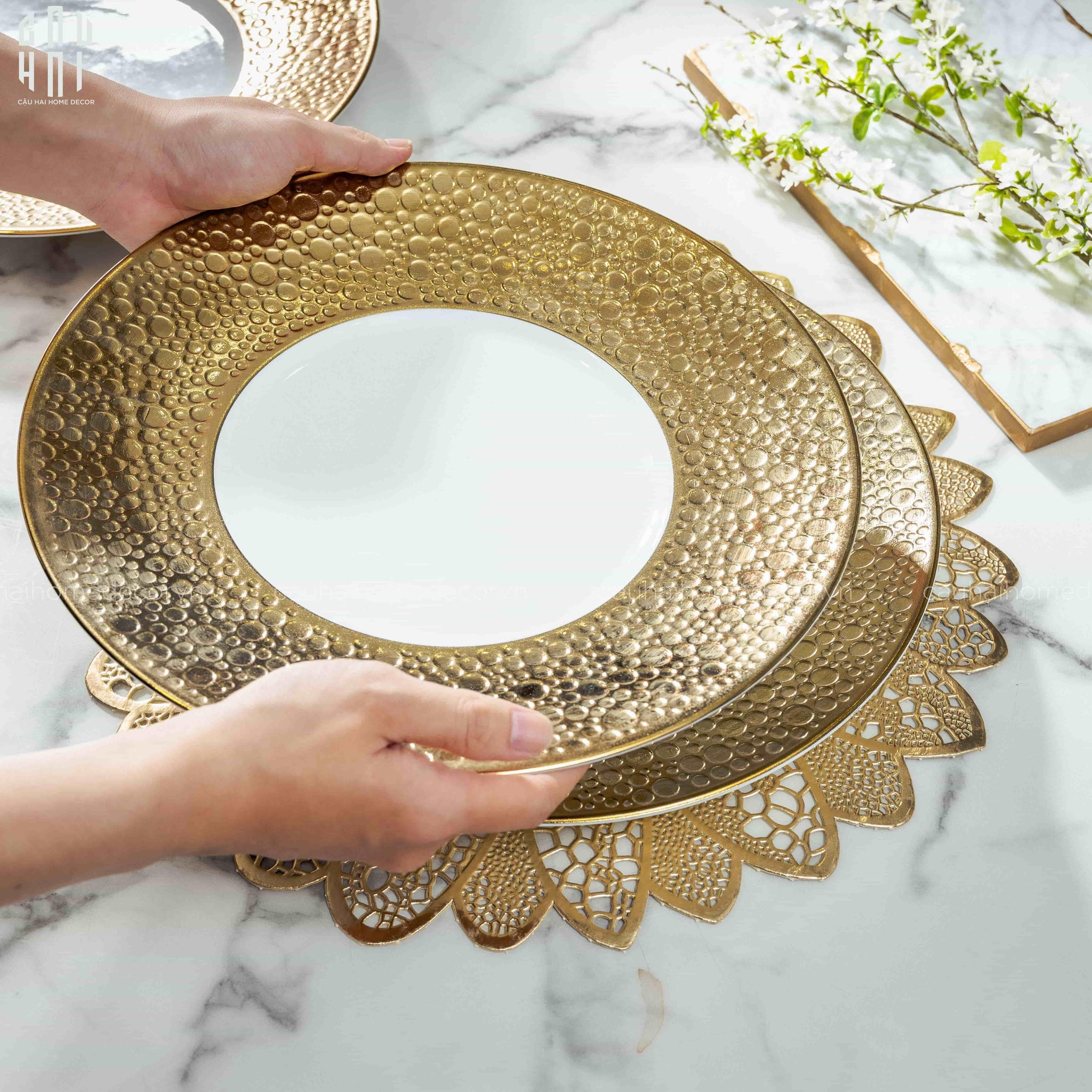HOME COUTURE - ĐĨA GOLDEN BUBBLE 31 - SS25-CẬU HAI HOME DECOR