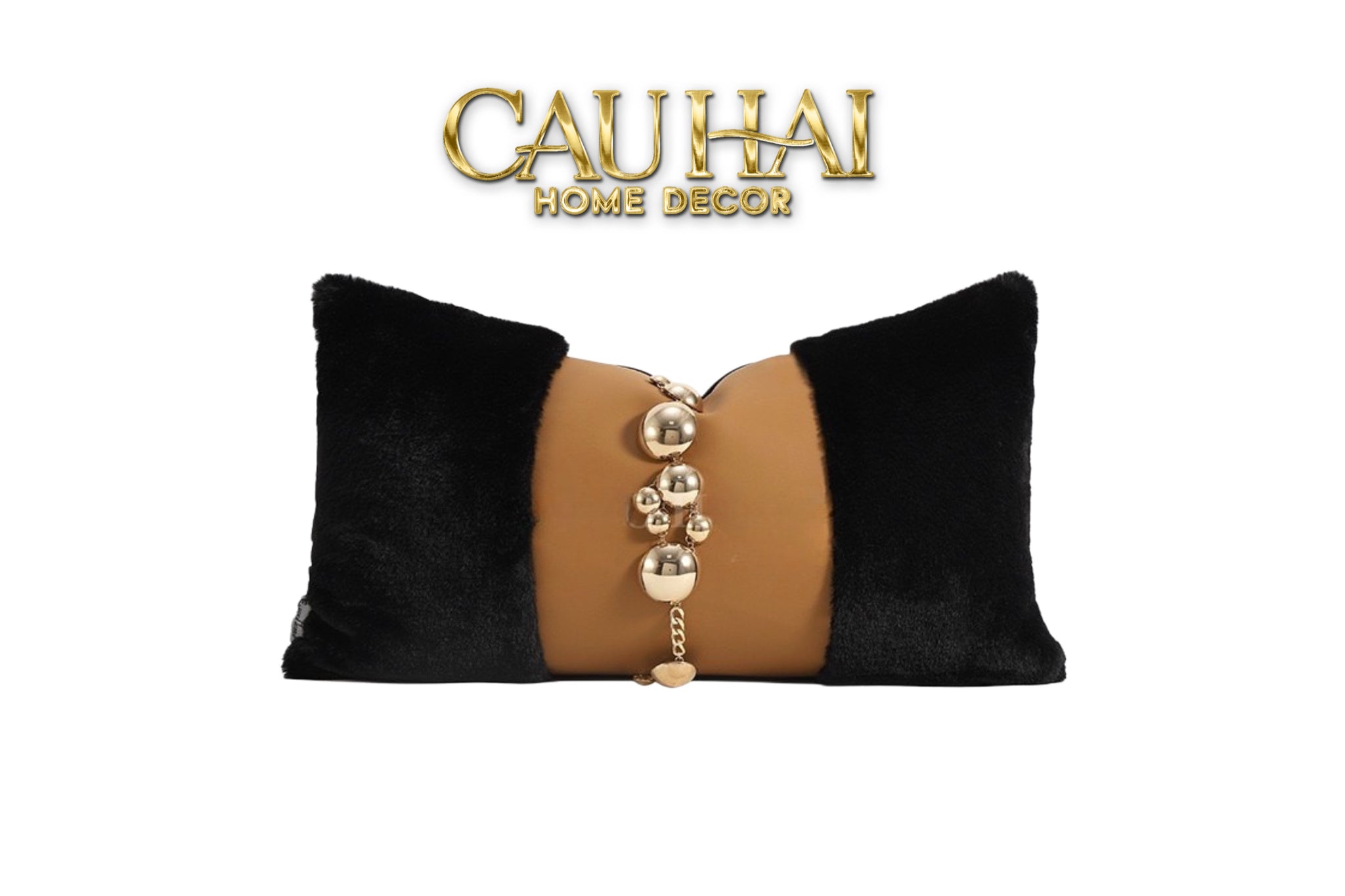 HOME COUTURE - GỐI LÔNG PEANUT LEATHER ORB CHAÎNE 30x50-1- Cậu Hai Home Decor