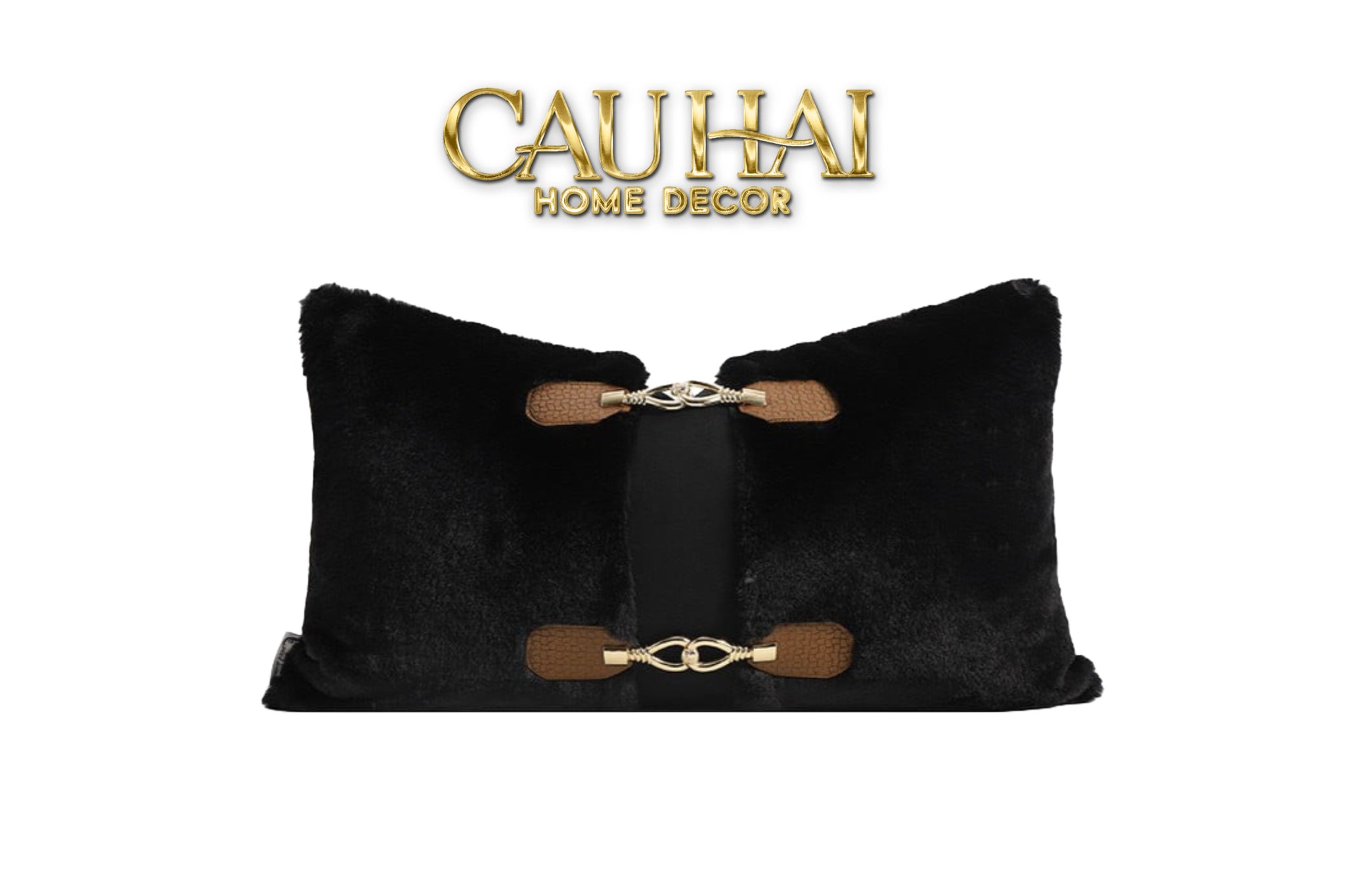 HOME COUTURE - GỐI LÔNG PHANTOM LEATHER CHAÎNE 30x50-1- Cậu Hai Home Decor