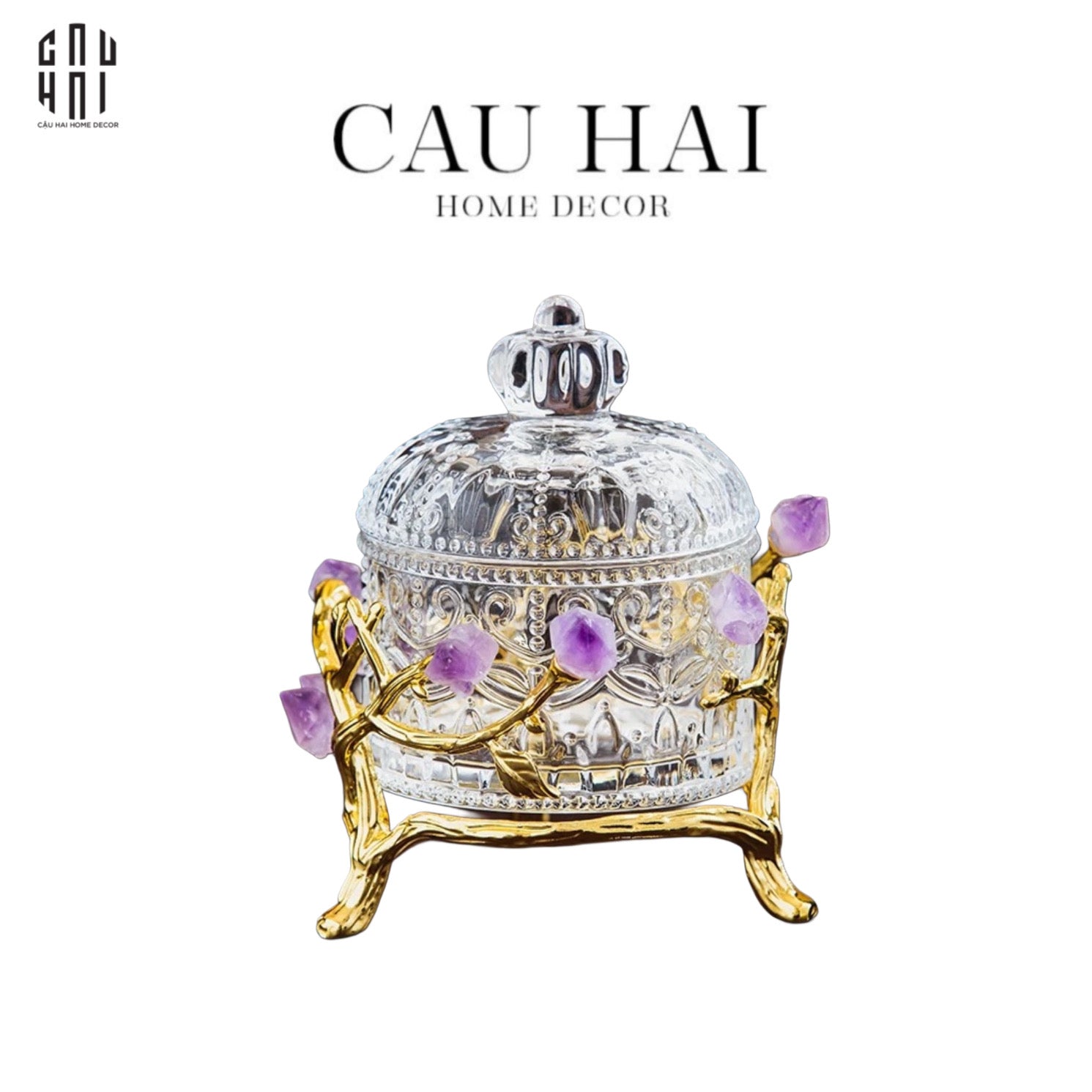 HOME COUTURE - LỌ KẸO BRASSON CRYSTAL JEWELRY DELIGHT - AMETHYST SS25 - CẬU HAI HOME DECOR