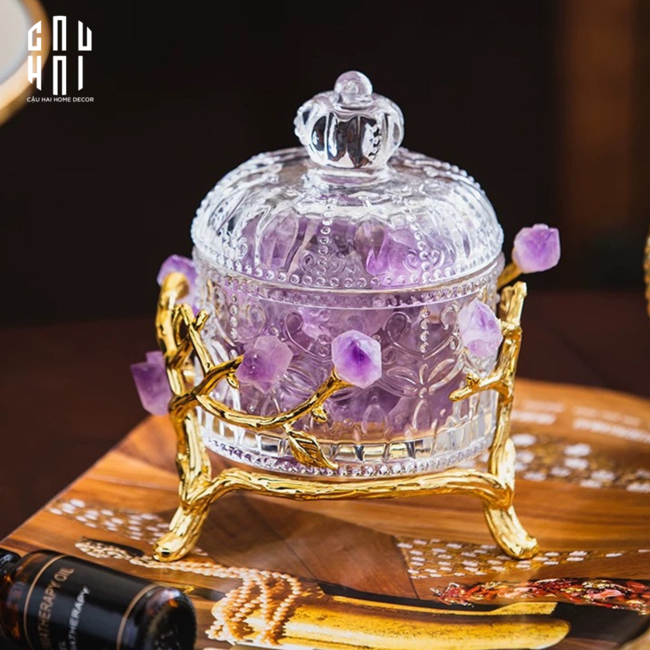 HOME COUTURE - LỌ KẸO BRASSON CRYSTAL JEWELRY DELIGHT - AMETHYST SS25 - CẬU HAI HOME DECOR
