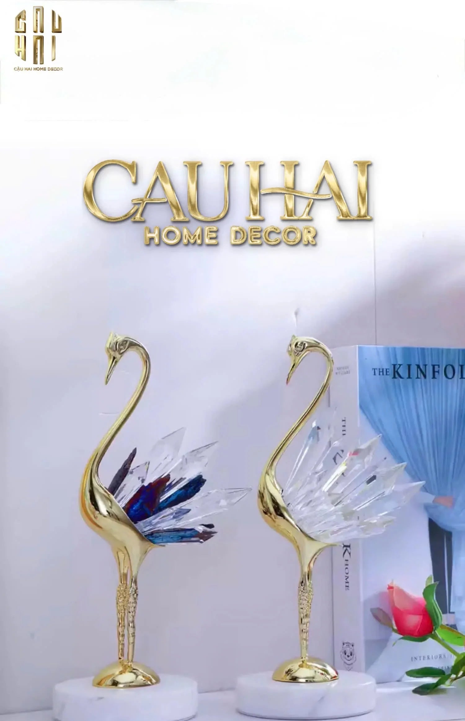 HOME COUTURE - SET 2 TƯỢNG ĐÀ ĐIỂU PHA LÊ - LES CRISTAUX OSTRICH