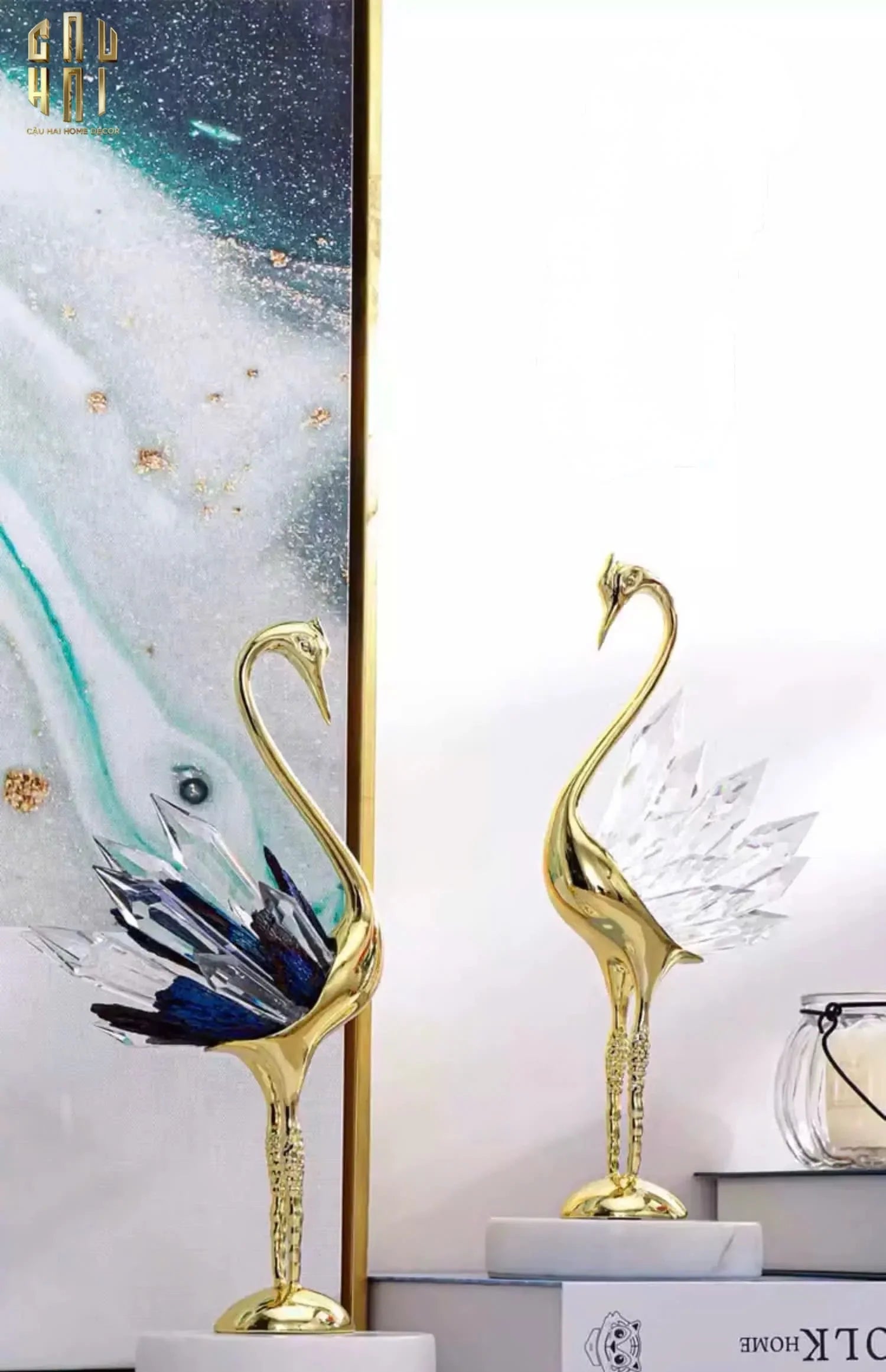 HOME COUTURE - SET 2 TƯỢNG ĐÀ ĐIỂU PHA LÊ - LES CRISTAUX OSTRICH