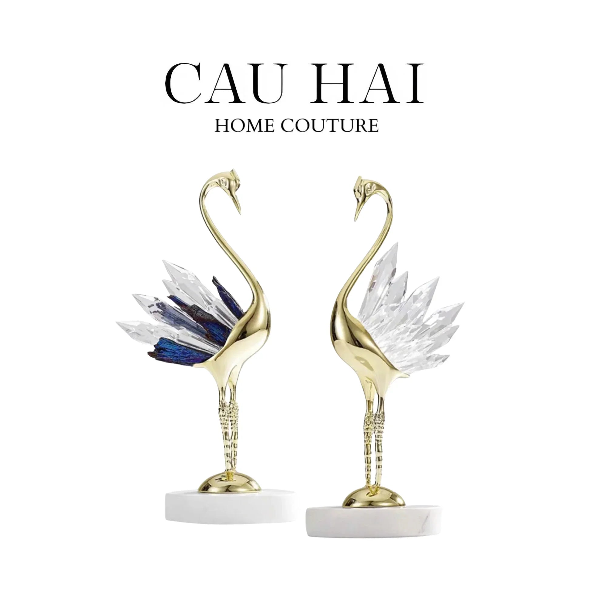HOME COUTURE - SET 2 TƯỢNG ĐÀ ĐIỂU PHA LÊ - LES CRISTAUX OSTRICH