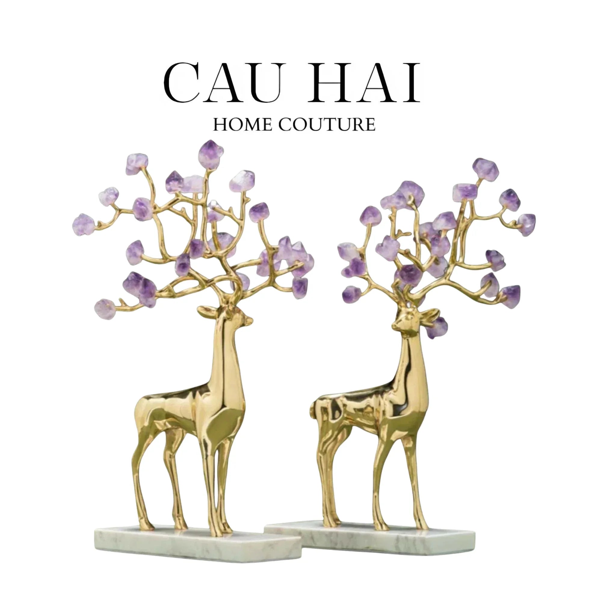 HOME COUTURE - SET 2 TƯỢNG HƯƠU ĐỒNG ESPRIT DE LA FORÊT