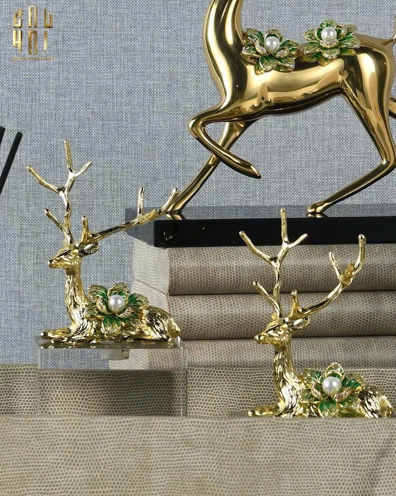 HOME COUTURE - SET 2 TƯỢNG HƯƠU ĐỒNG PHA LÊ - PEARL ELK H21/17