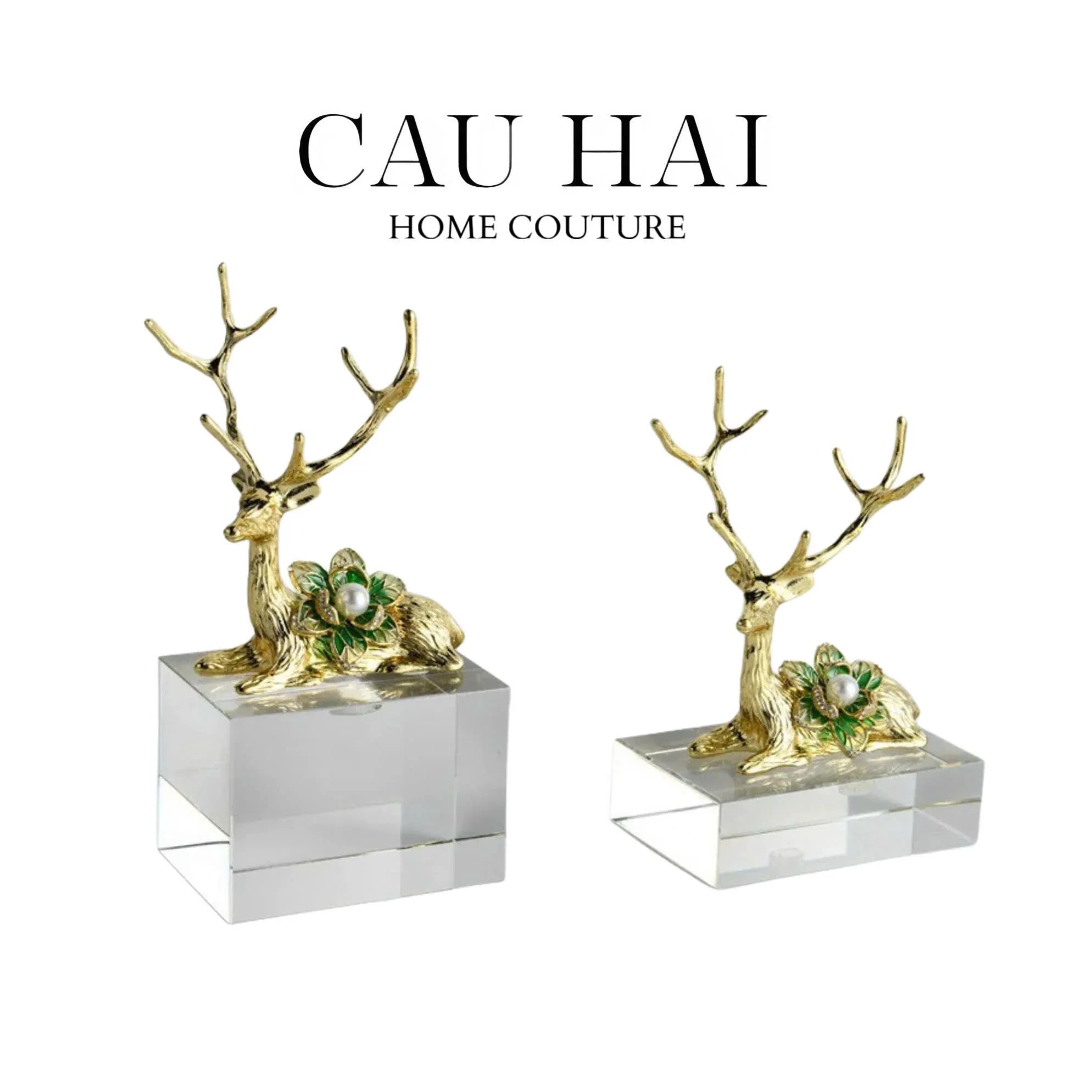 HOME COUTURE - SET 2 TƯỢNG HƯƠU ĐỒNG PHA LÊ - PEARL ELK H21/17