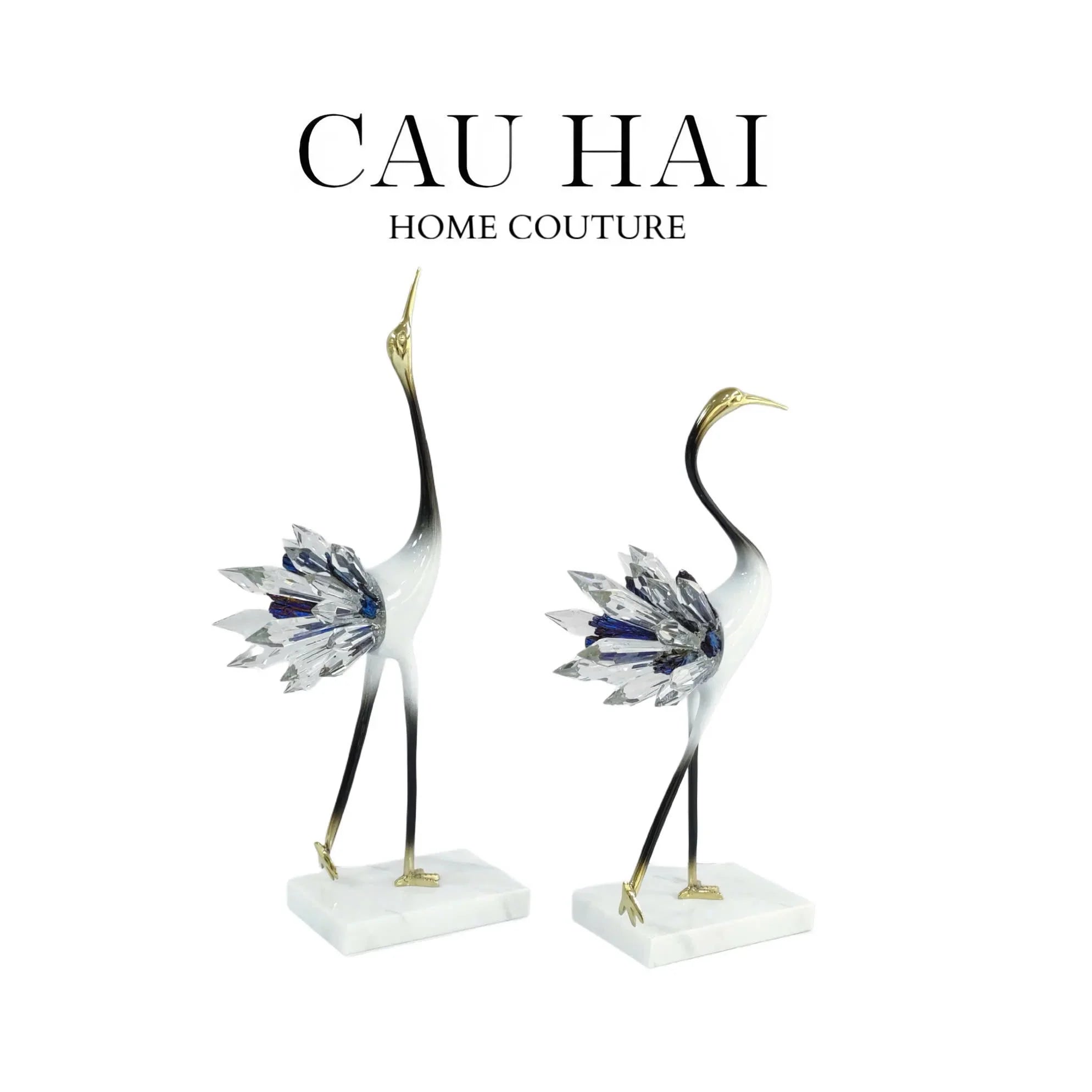 HOME COUTURE - SET 2 TƯỢNG TIÊN HẠC PHA LÊ - CELESTIAL CRYSTAL CRANES