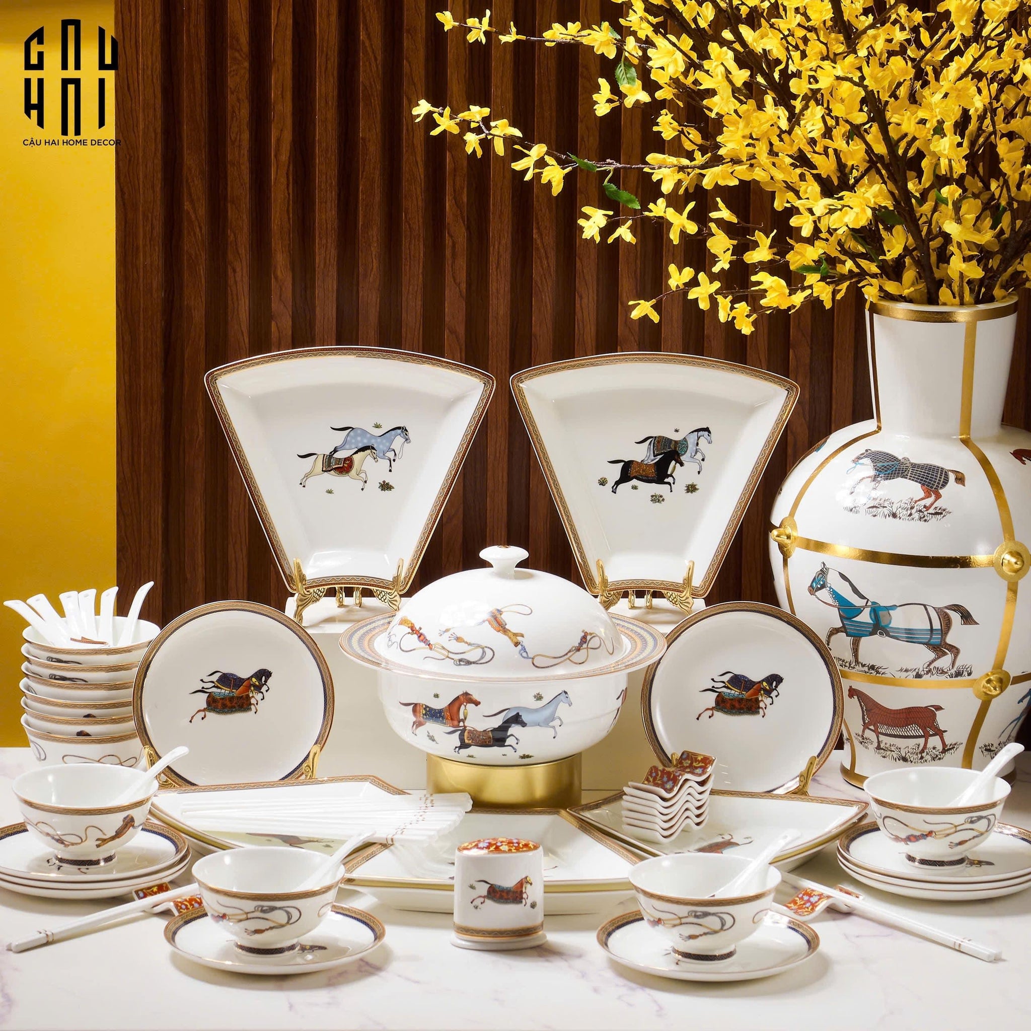HOME COUTURE - SET CHÉN DĨA "CHEVAL D'HÉRITAGE" 60PCS SS25-CẬU HAI HOME DECOR