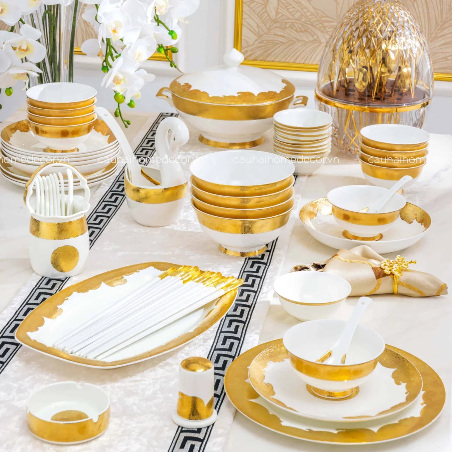 HOME COUTURE - SET CHÉN DĨA DYNASTY LUXURY 62PCS-CẬU HAI HOME DECOR