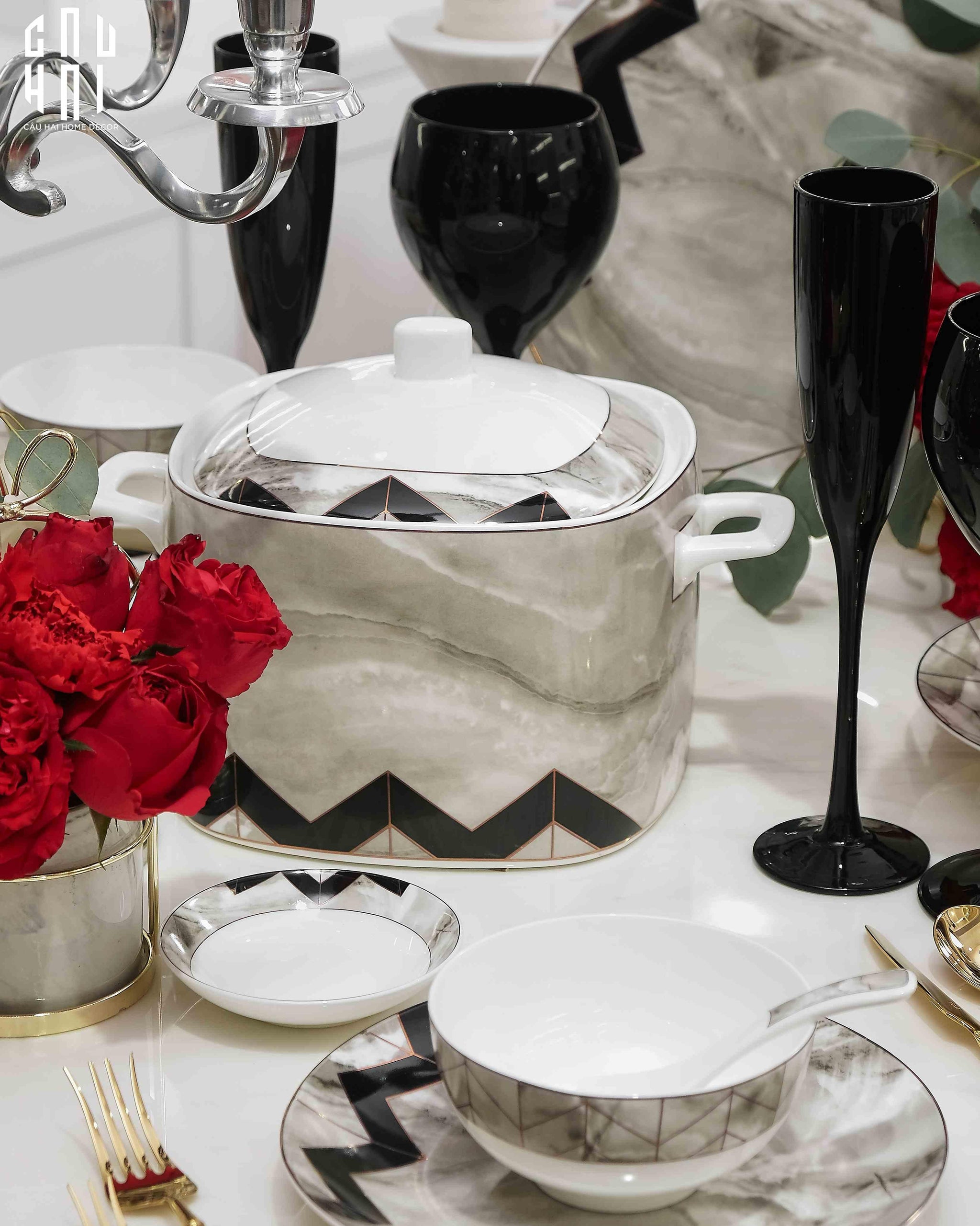 HOME COUTURE - SET CHÉN DĨA KINGSTON 60PCS SS25-CẬU HAI HOME DECOR