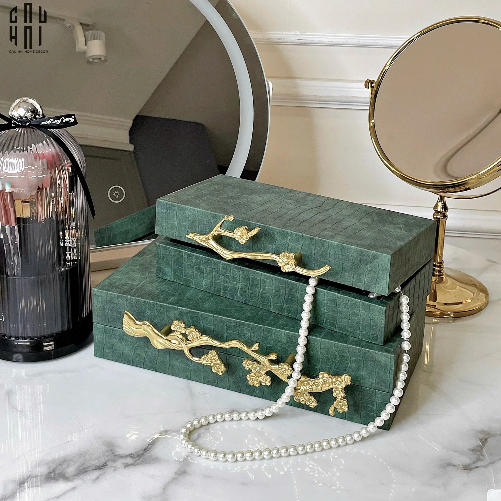 HOME COUTURE - SET HỘP TRANG SỨC EMERALD DYNASTY BLOSSOM SS25-CẬU HAI HOME DECOR