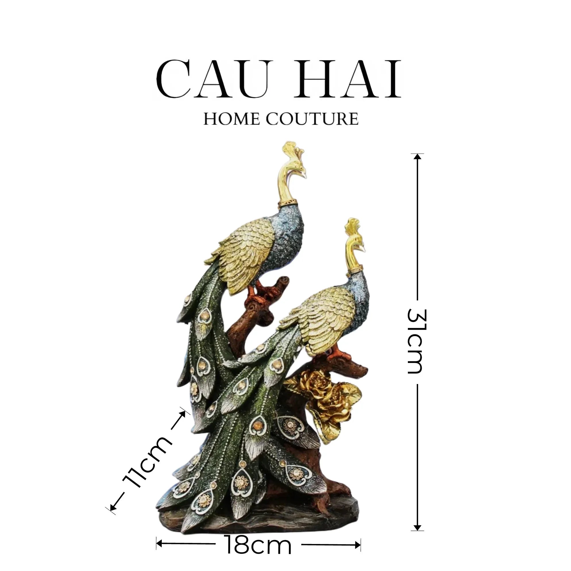 HOME COUTURE - TƯỢNG ĐÔI KHỔNG TƯỚC ROYAL PLUMAGE - OLIVE VERT