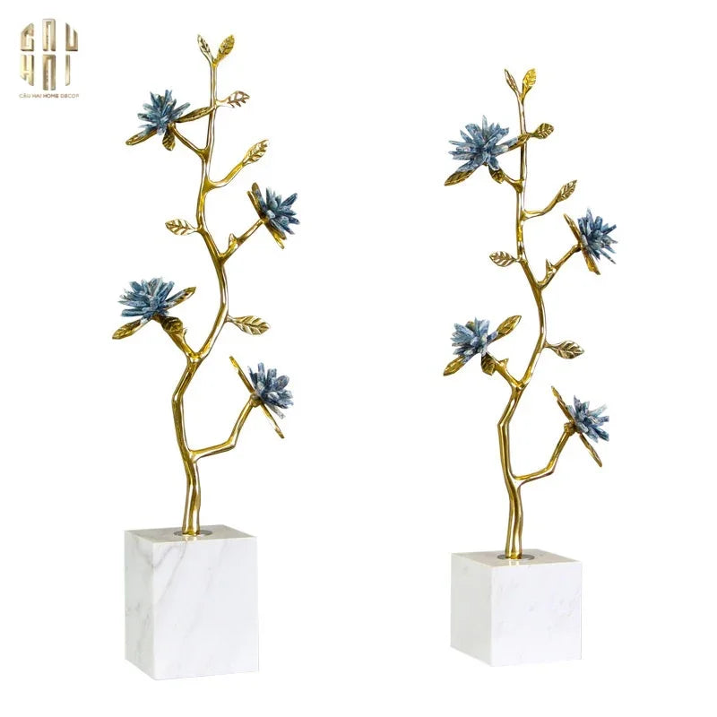 HOME COUTURE - TƯỢNG ĐỒNG ĐÁ QUÝ SKY QUARTZ FLORAL