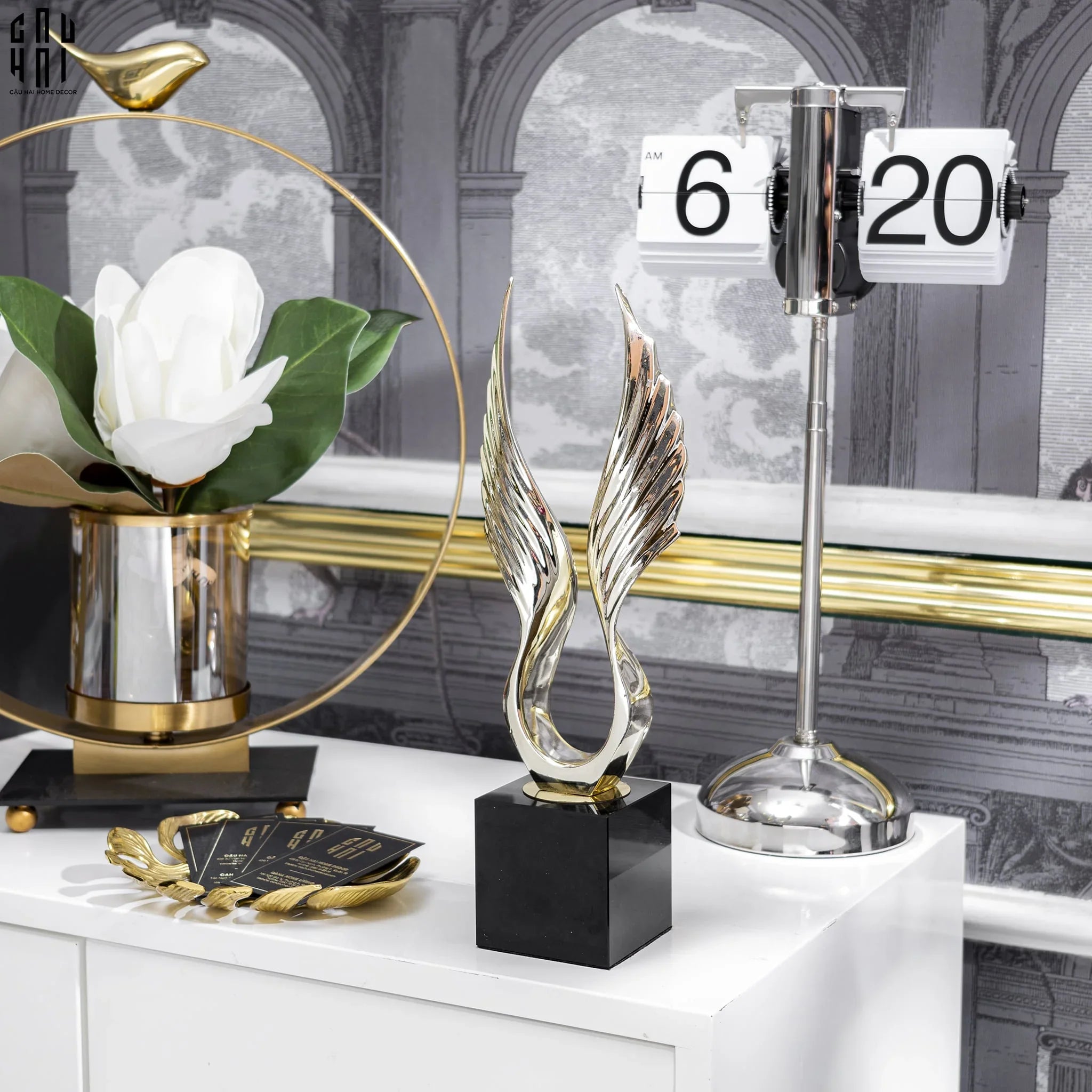 HOME COUTURE - TƯỢNG ĐỒNG FLAMING WINGS - BẢN PHA LÊ ĐEN ĐẶC BIỆT FW25-CẬU HAI HOME DECOR