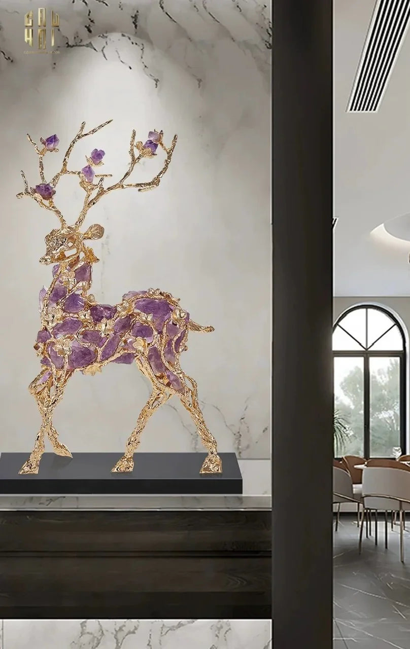 HOME COUTURE - TƯỢNG HƯƠU ĐÁ QUÝ SENTINEL PRIME JEWELRY ELK - H44-CẬU HAI HOME DECOR