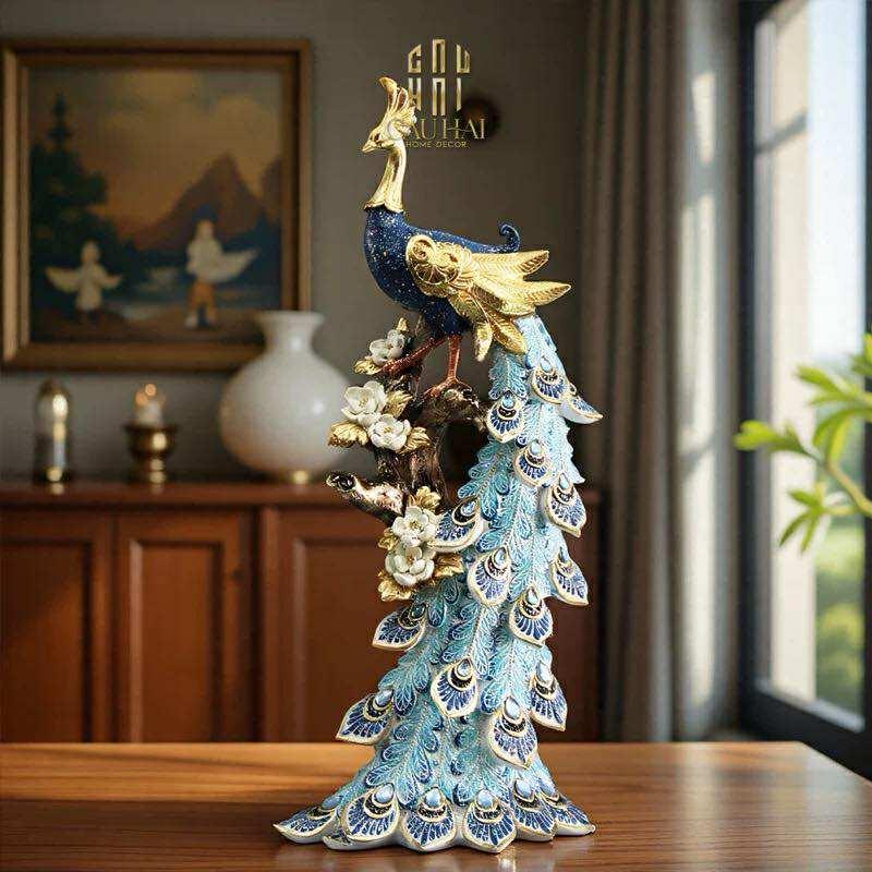 HOME COUTURE - TƯỢNG KHỔNG TƯỚC "LE PAON ROYAL - BLEU CIEL" H45