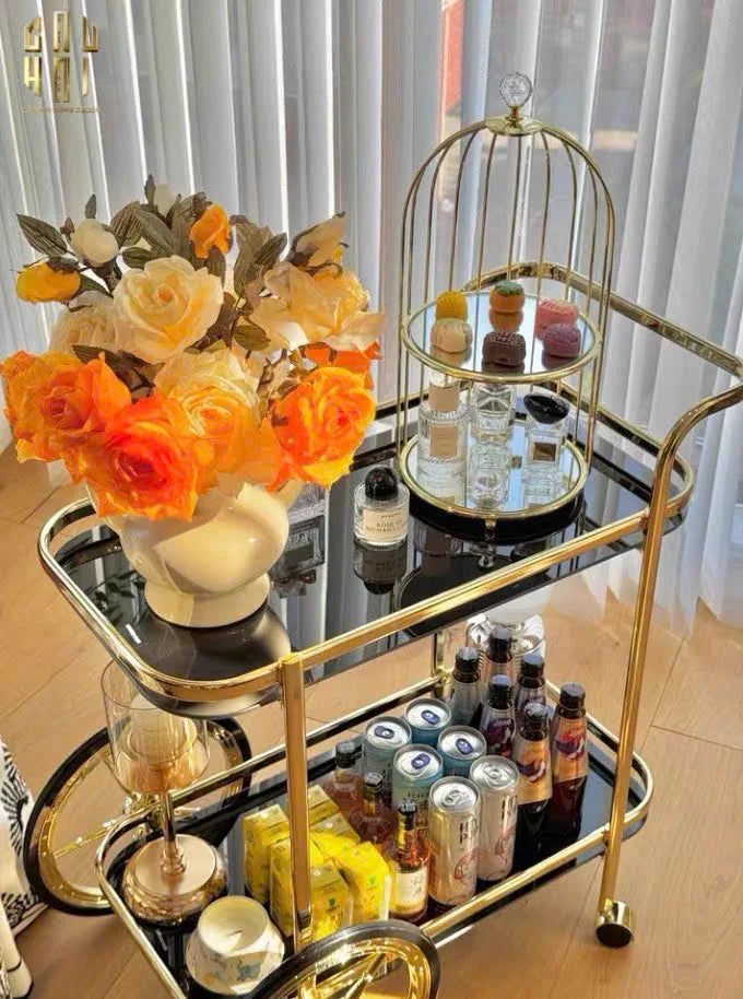 HOME COUTURE - XE ĐẨY QUẦY BAR HEMINGWAY TROLLEY - BLACK MIRROR