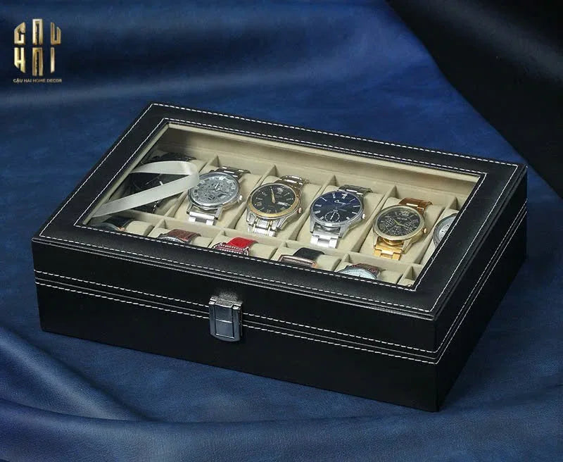 HỘP ĐỒNG HỒ DA 12 L'HEURE - 12 SLOTS-CẬU HAI HOME DECOR