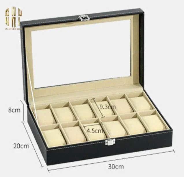 HỘP ĐỒNG HỒ DA 12 L'HEURE - 12 SLOTS-CẬU HAI HOME DECOR