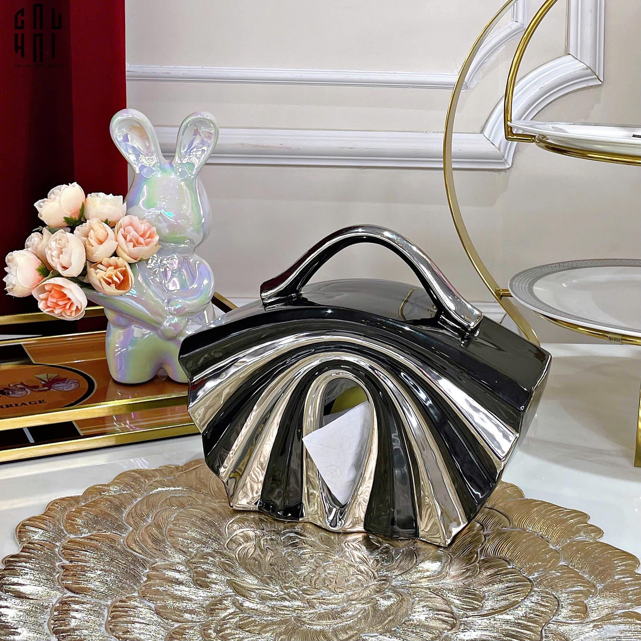 HỘP KHĂN GIẤY CERAMIC LAYDY CLUTCH-CẬU HAI HOME DECOR