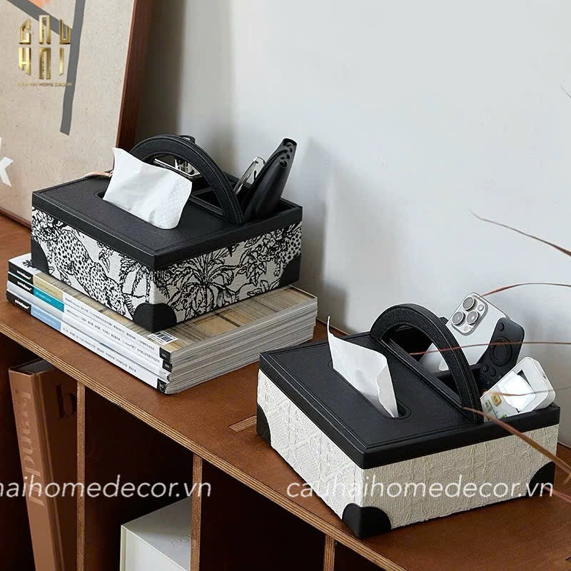 HỘP KHĂN GIẤY DA HANDY JUNGLE TOILE D.O-CẬU HAI HOME DECOR