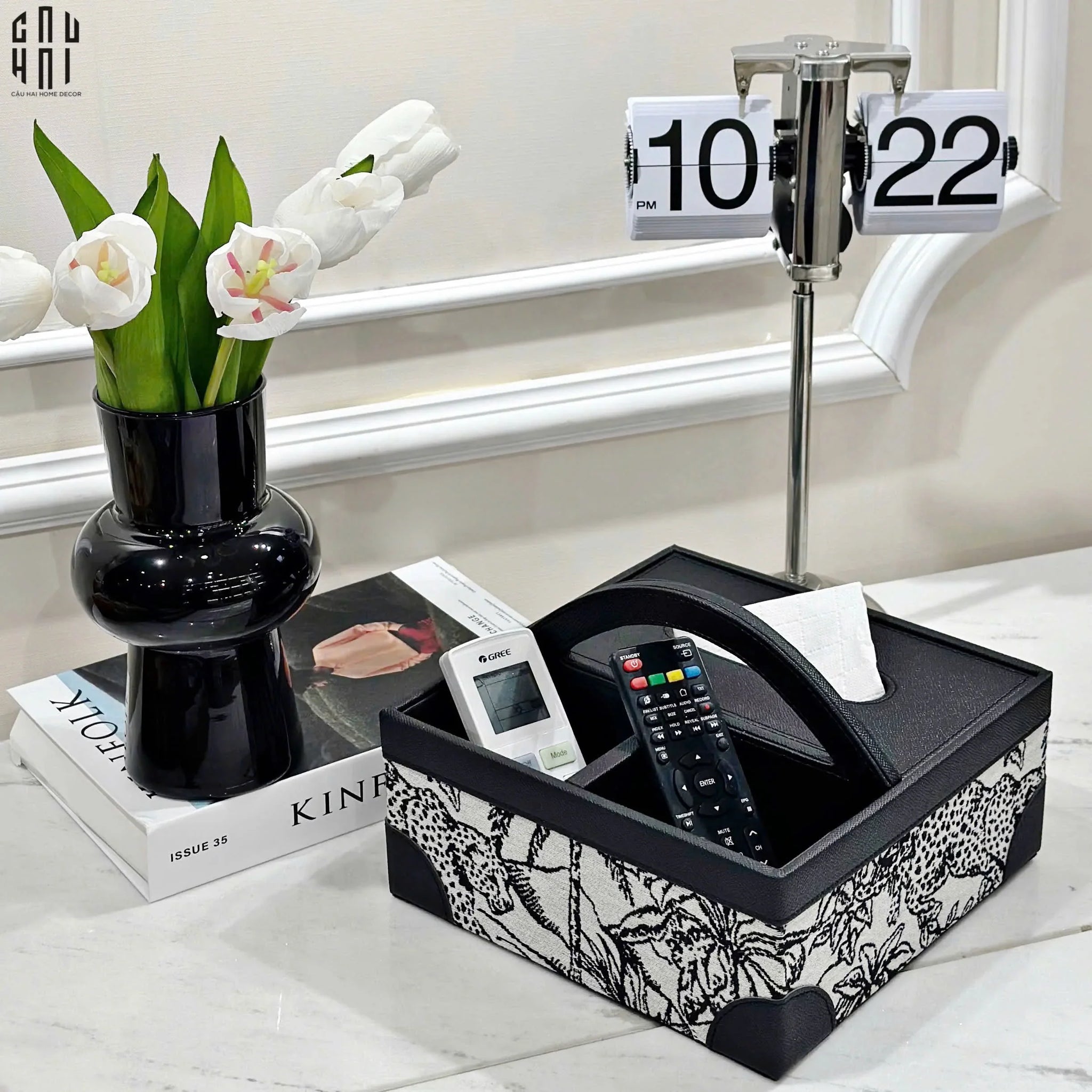HỘP KHĂN GIẤY DA HANDY JUNGLE TOILE D.O-CẬU HAI HOME DECOR